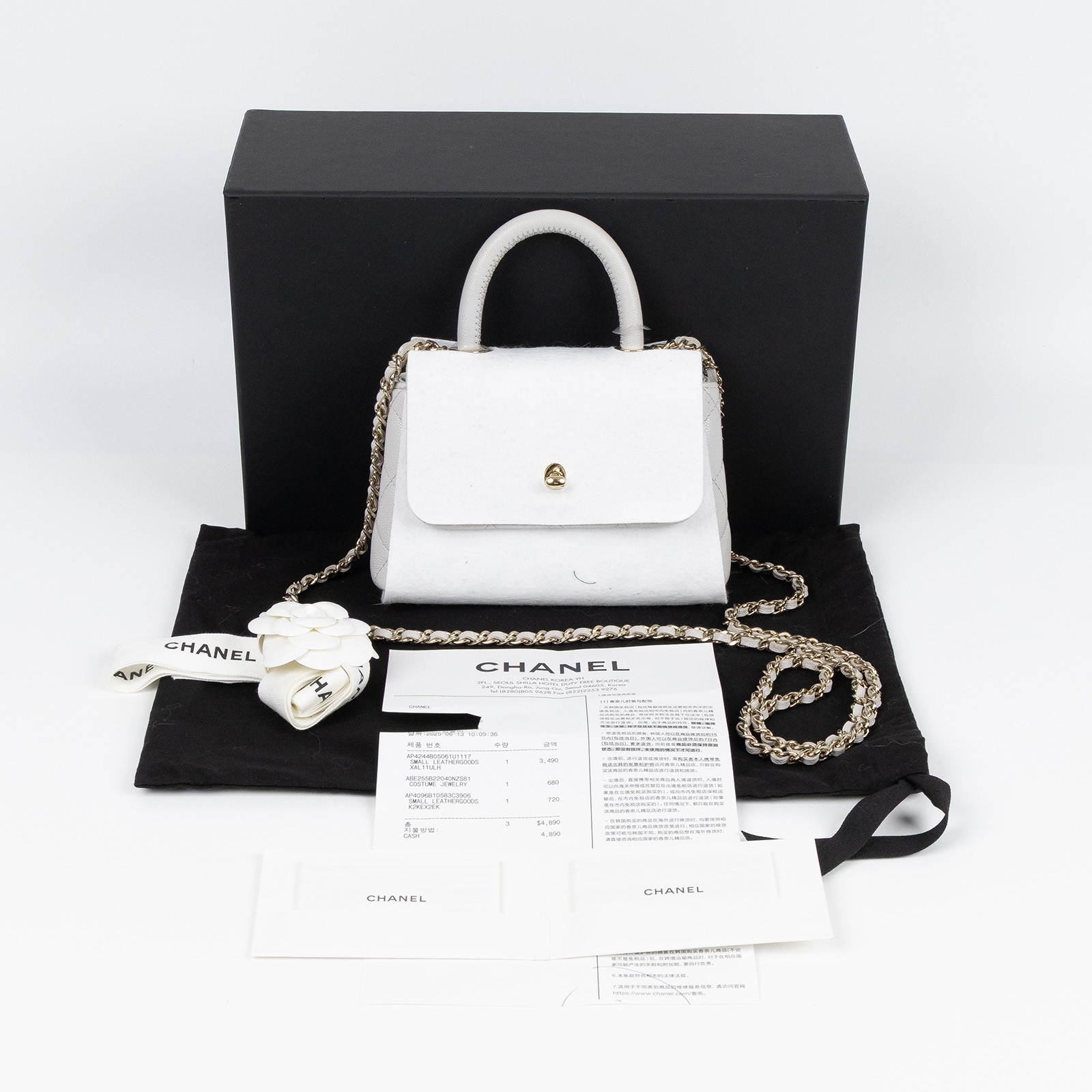 香奈兒 CHANEL Handle 手提 口蓋包 迷你 AP4244 B05061 灰色小HANDLE 原廠盒子/防塵袋/韓國購買證明