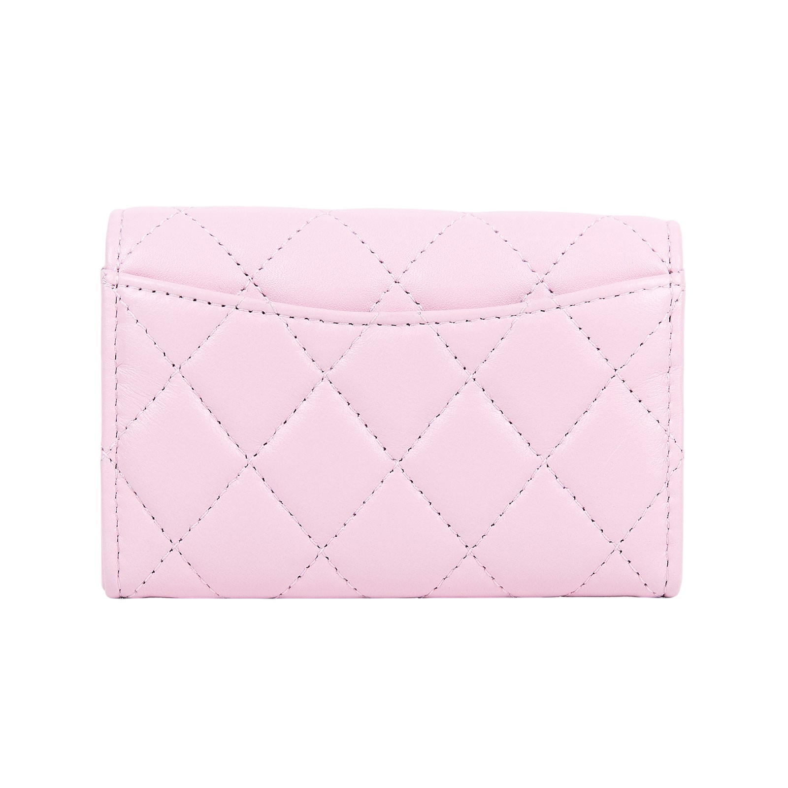 香奈兒 CHANEL 經典口蓋卡片夾 AP0214 晶片款 粉色菱格卡包 防塵袋/原廠盒子