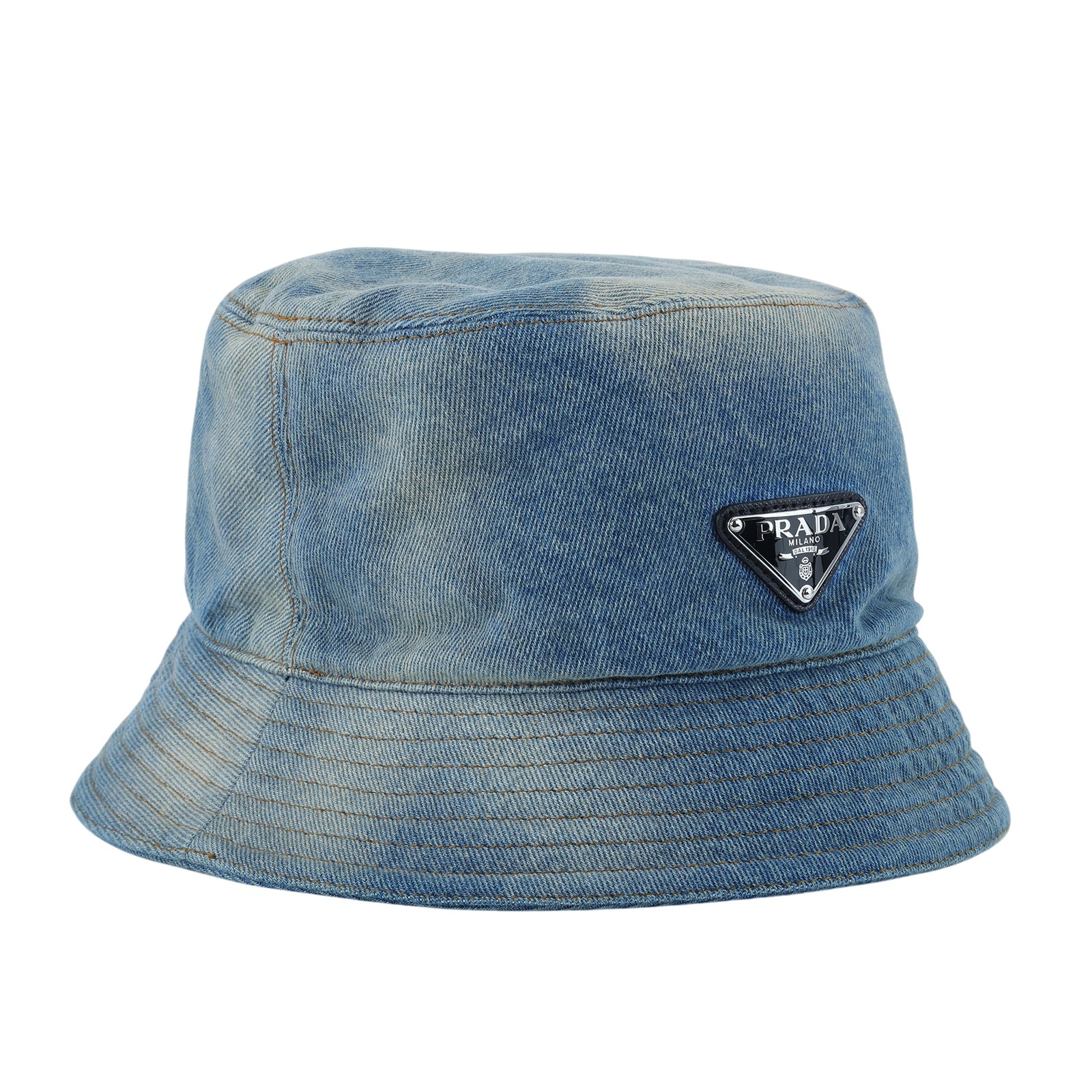 普拉達 PRADA 丹寧 漁夫帽 1HC137_12K1_M 牛仔漁夫帽 #M 防塵袋