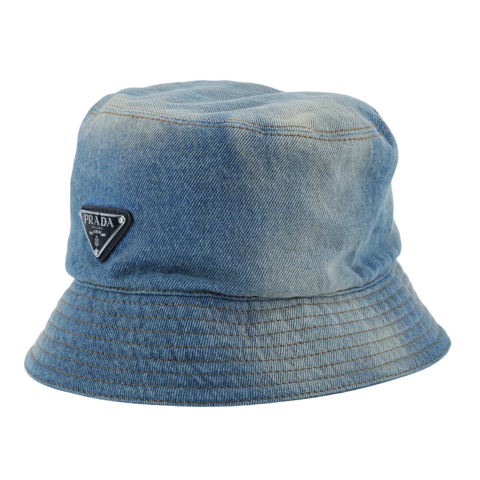 普拉達 PRADA 丹寧 漁夫帽 1HC137_12K1_M 牛仔漁夫帽 #M 防塵袋