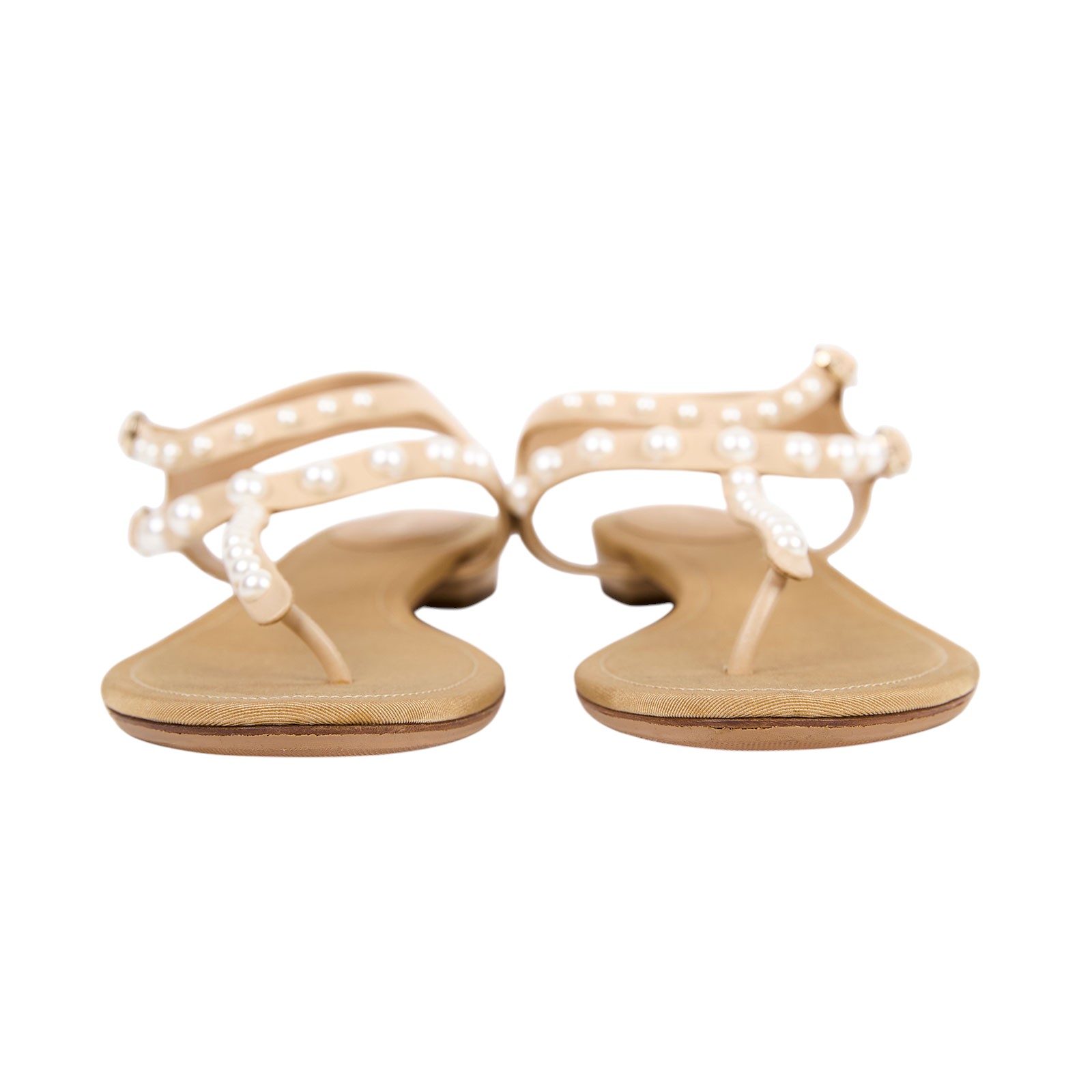 香奈兒 CHANEL 涼鞋  裸色珍珠涼鞋 防塵袋