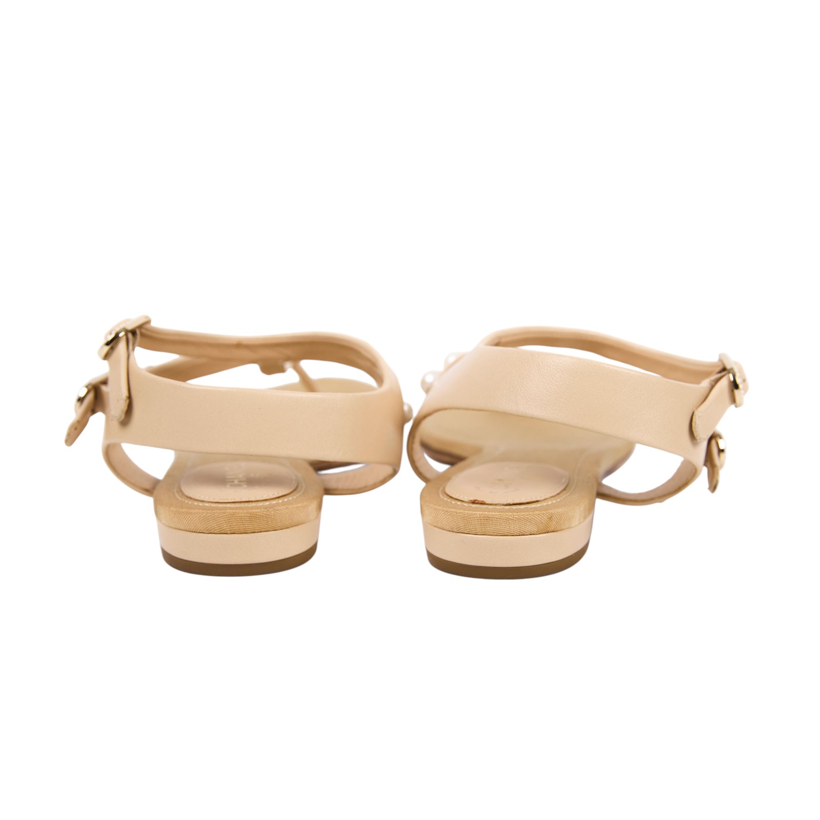 香奈兒 CHANEL 涼鞋  裸色珍珠涼鞋 防塵袋