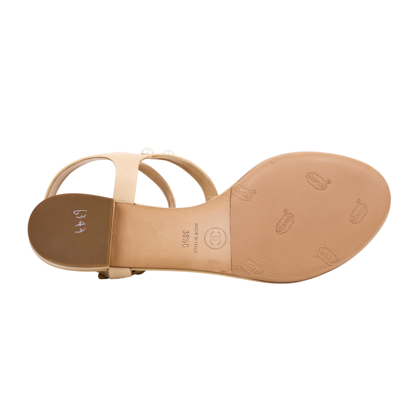 香奈兒 CHANEL 涼鞋  裸色珍珠涼鞋 防塵袋