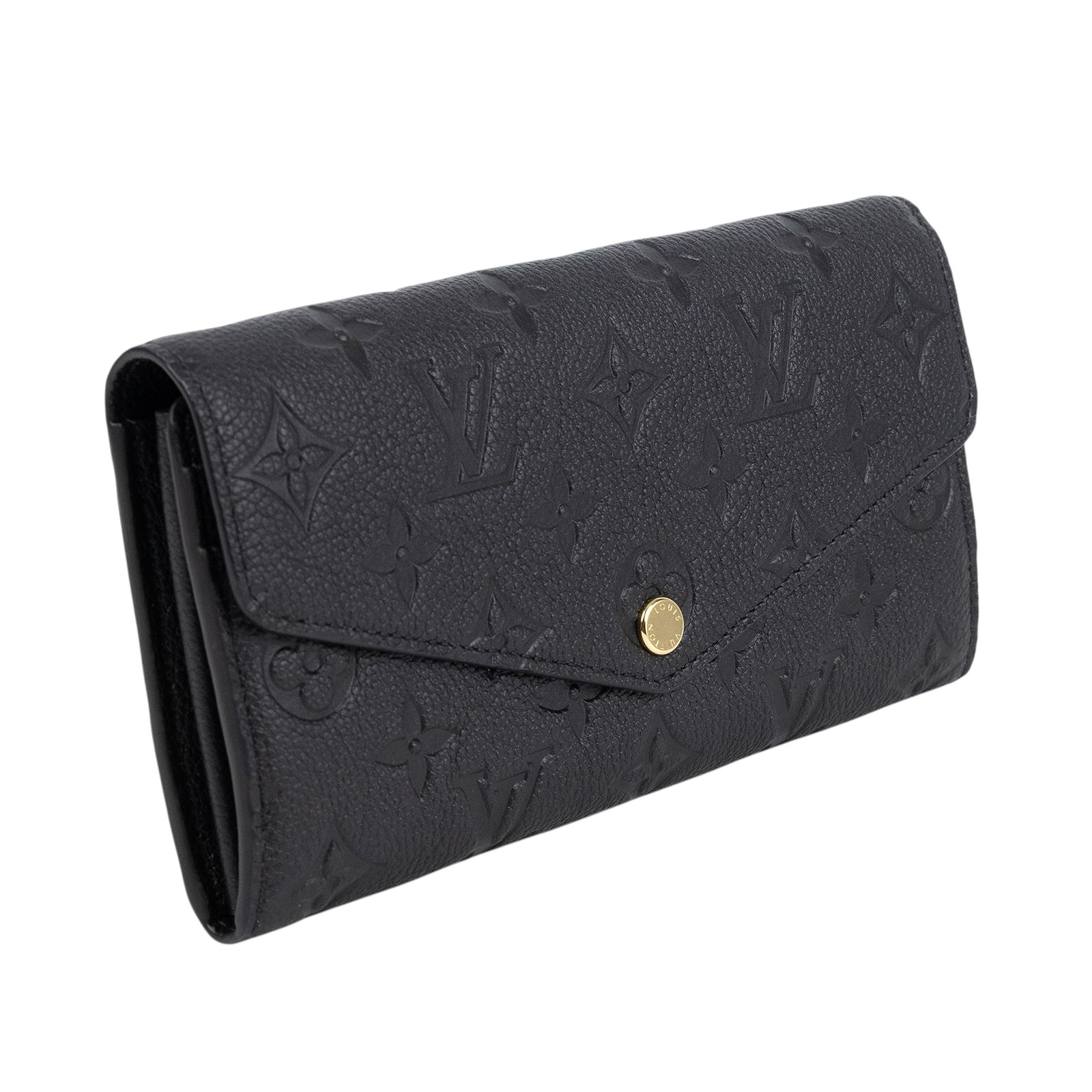 路易威登 LOUIS VUITTON Sarah 錢包 壓花牛皮 黑色 M82257 晶片款 黑壓紋SARAH長夾 原廠盒子/防塵袋/購買證明