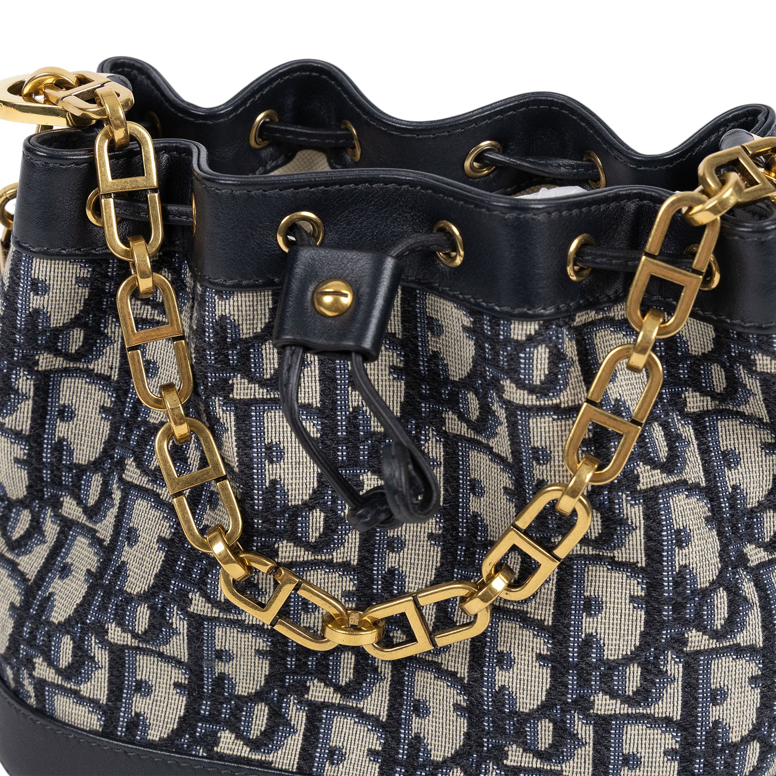 迪奧 CHRISTIAN DIOR 小型 水桶包  藍老花水桶包 防塵袋