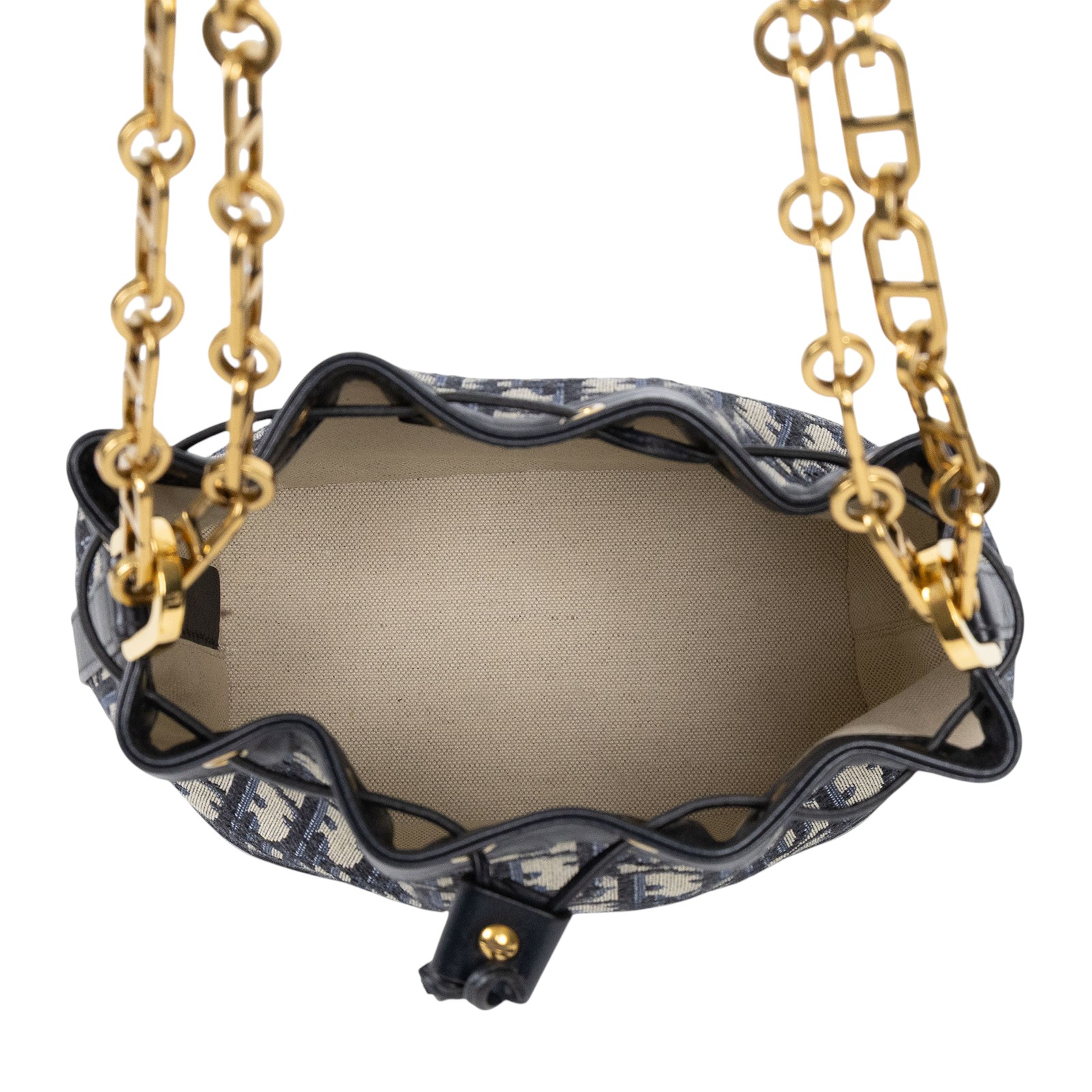 迪奧 CHRISTIAN DIOR 小型 水桶包  藍老花水桶包 防塵袋