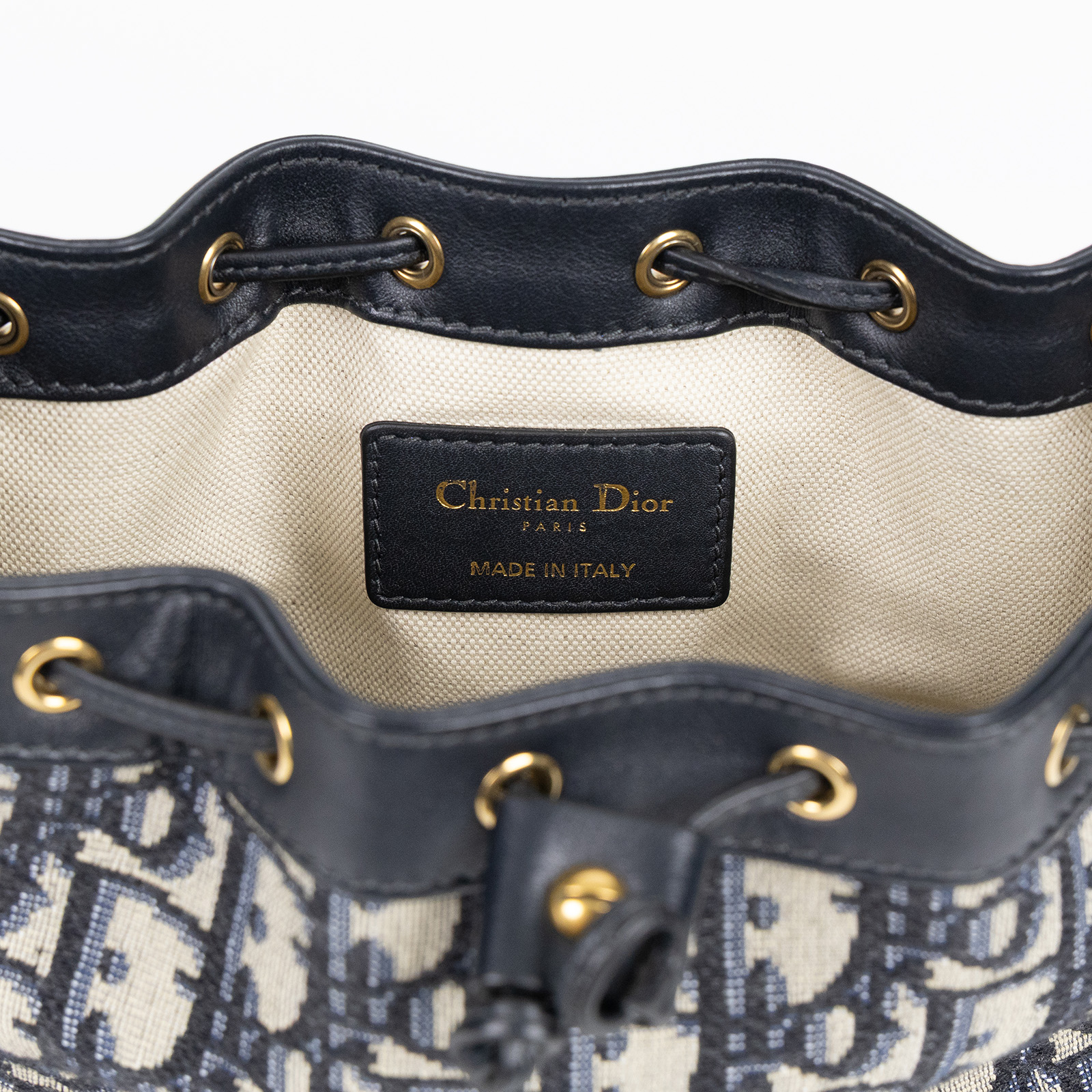 迪奧 CHRISTIAN DIOR 小型 水桶包  藍老花水桶包 防塵袋