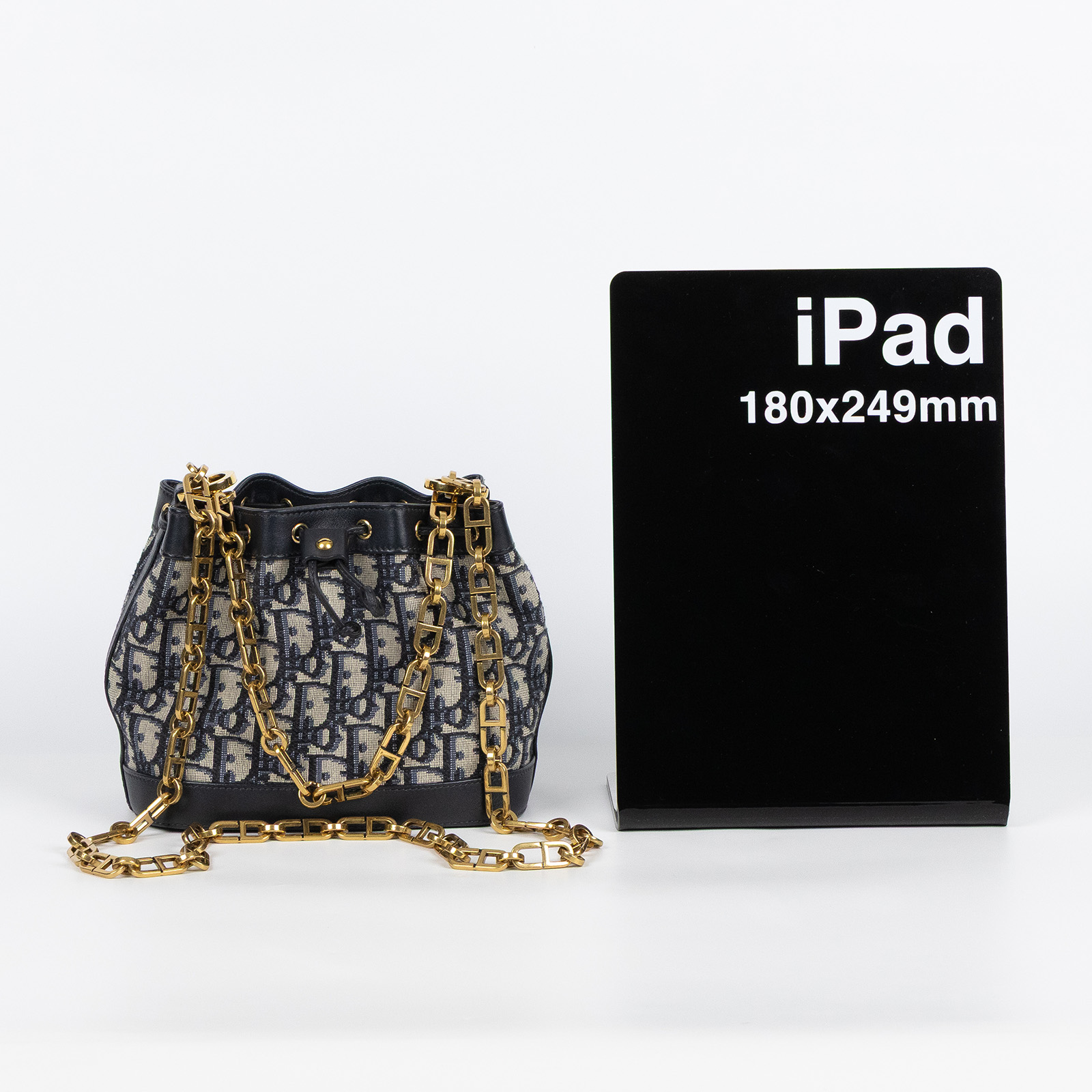 迪奧 CHRISTIAN DIOR 小型 水桶包  藍老花水桶包 防塵袋