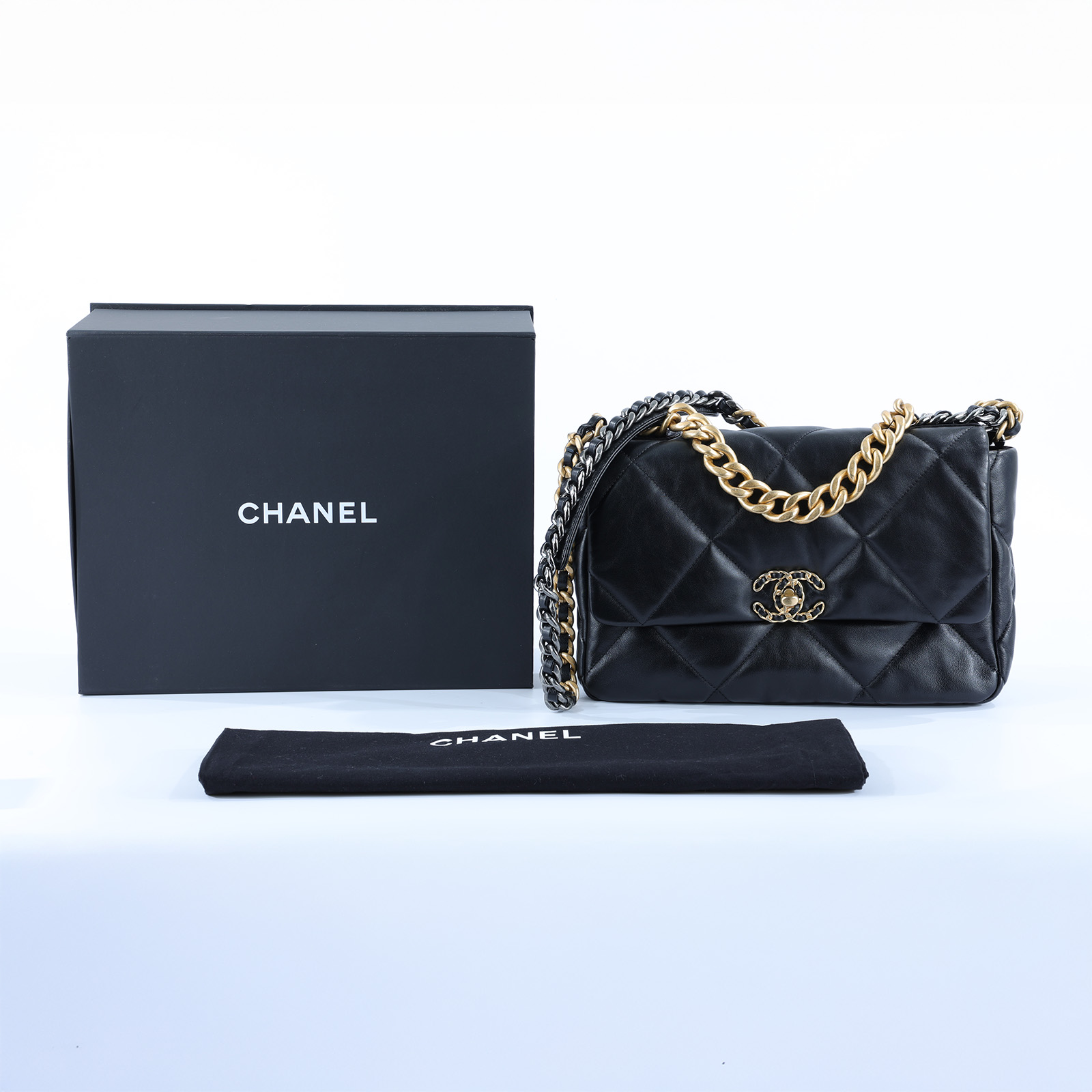 香奈兒 CHANEL 19 大型口蓋包 AS1161 晶片款 黑羊19包 30CM 原廠盒子/防塵袋/購買證明