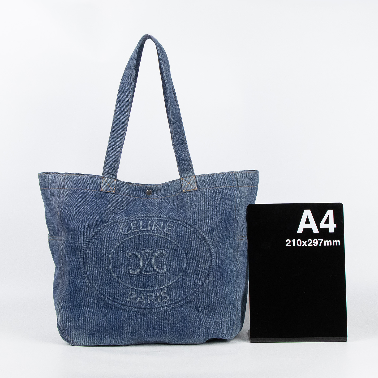 思琳 CELINE CABAS 手提袋 大型 122462GTB 單寧凱旋LOGO牛仔托特包 防塵袋