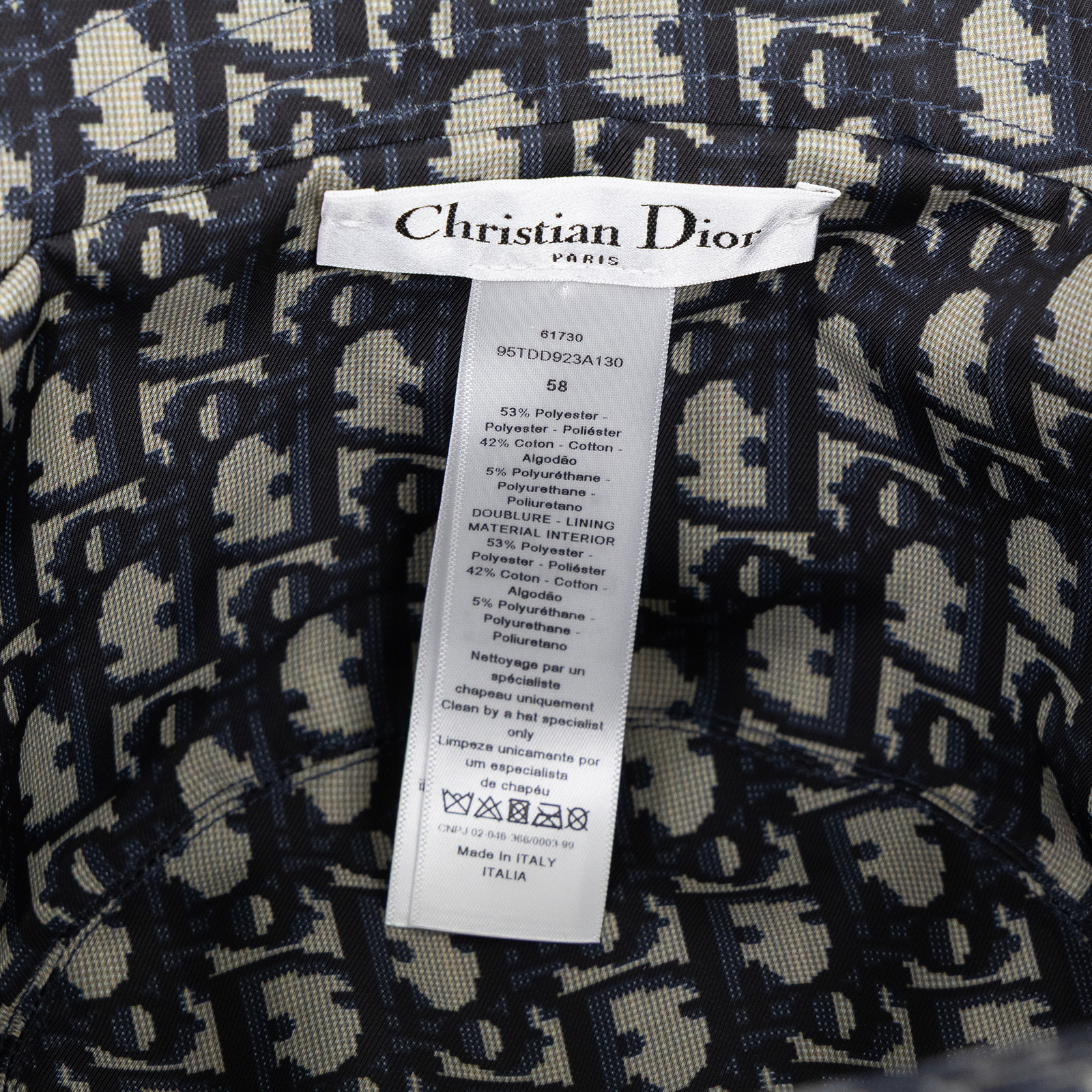 迪奧 CHRISTIAN DIOR 漁夫帽 95TDD923A130_M 深藍雙面漁夫帽 #58 防塵袋