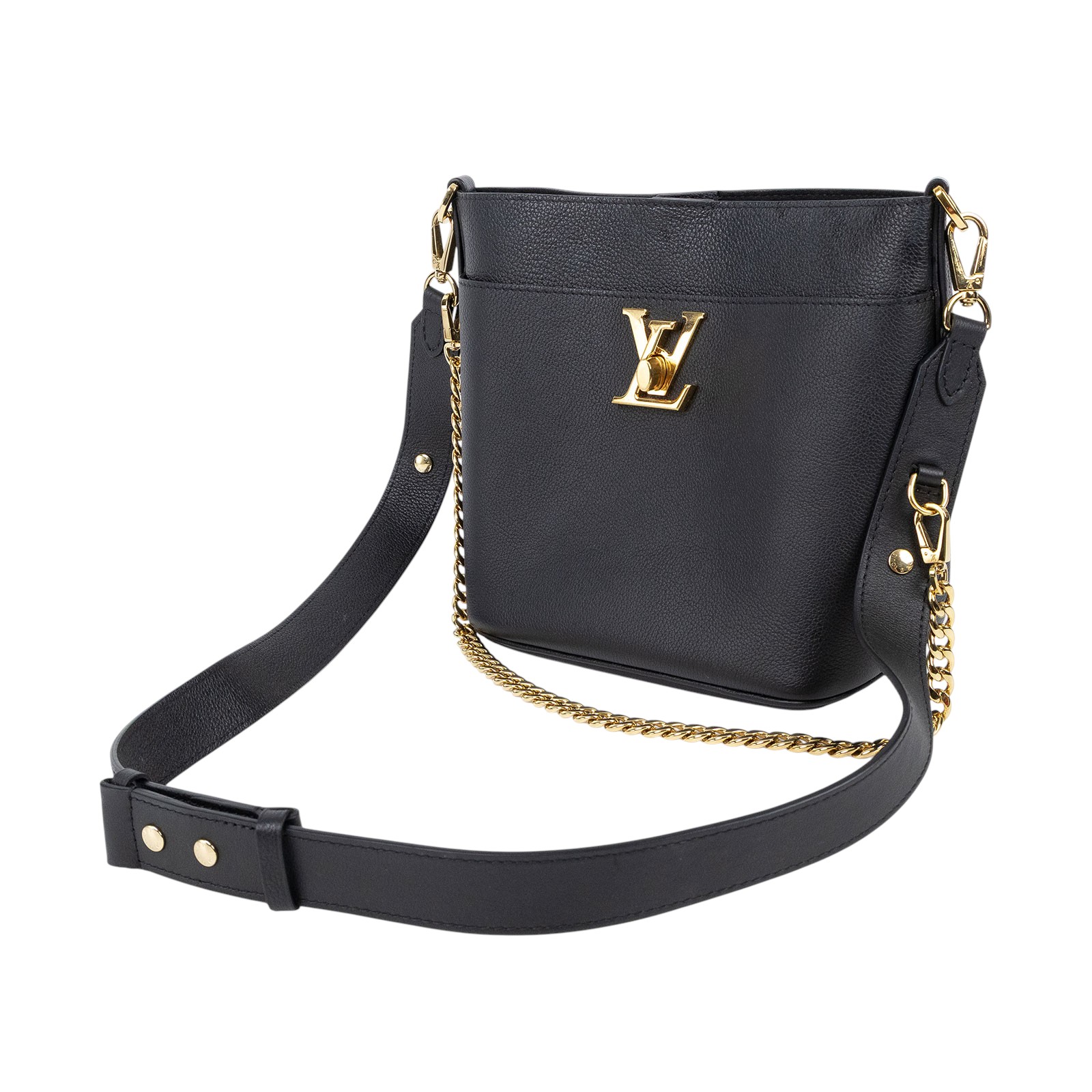 路易威登 LOUIS VUITTON Lock and Walk 手提包 M24006 晶片款 黑Lock and Walk 原廠盒子/防塵袋