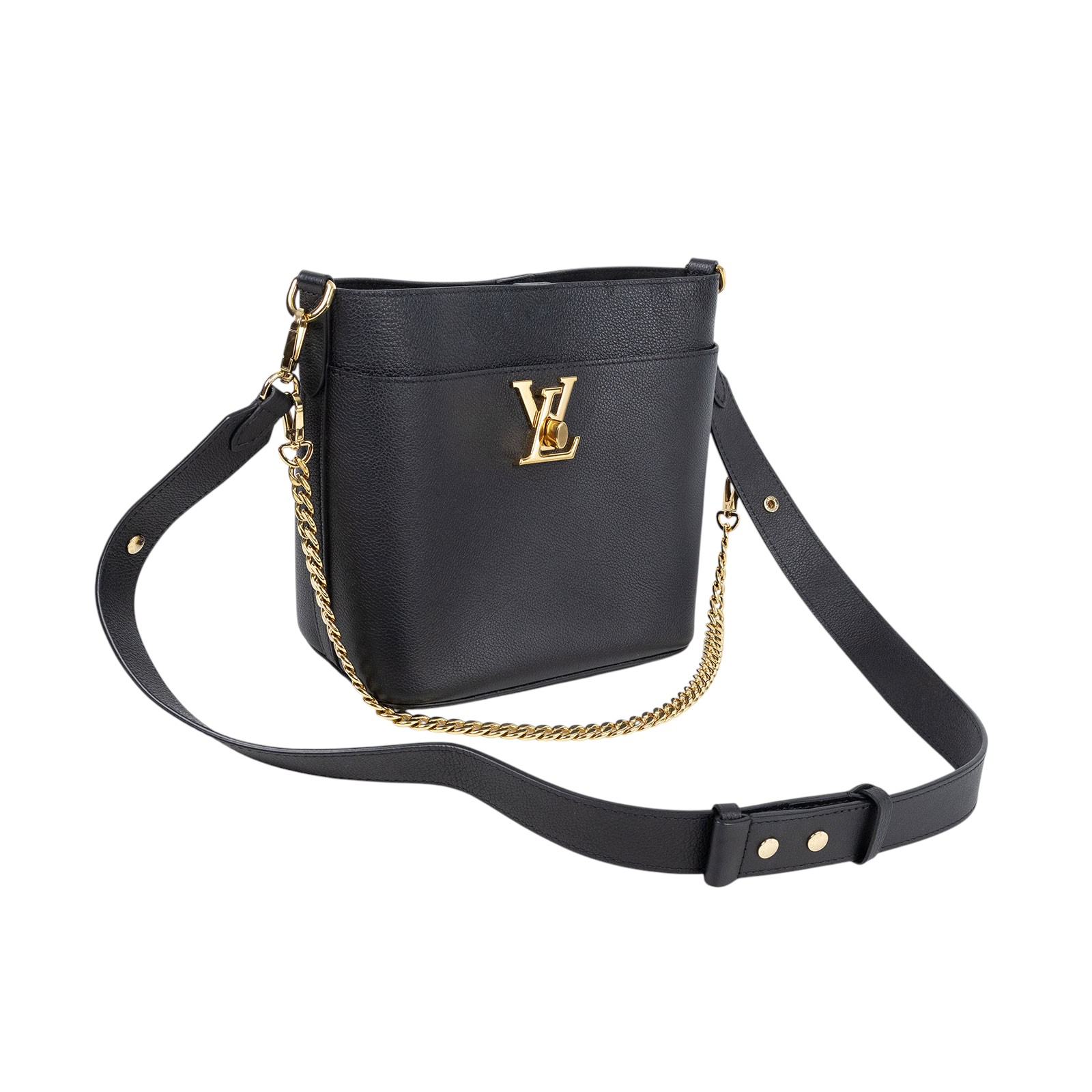 路易威登 LOUIS VUITTON Lock and Walk 手提包 M24006 晶片款 黑Lock and Walk 原廠盒子/防塵袋