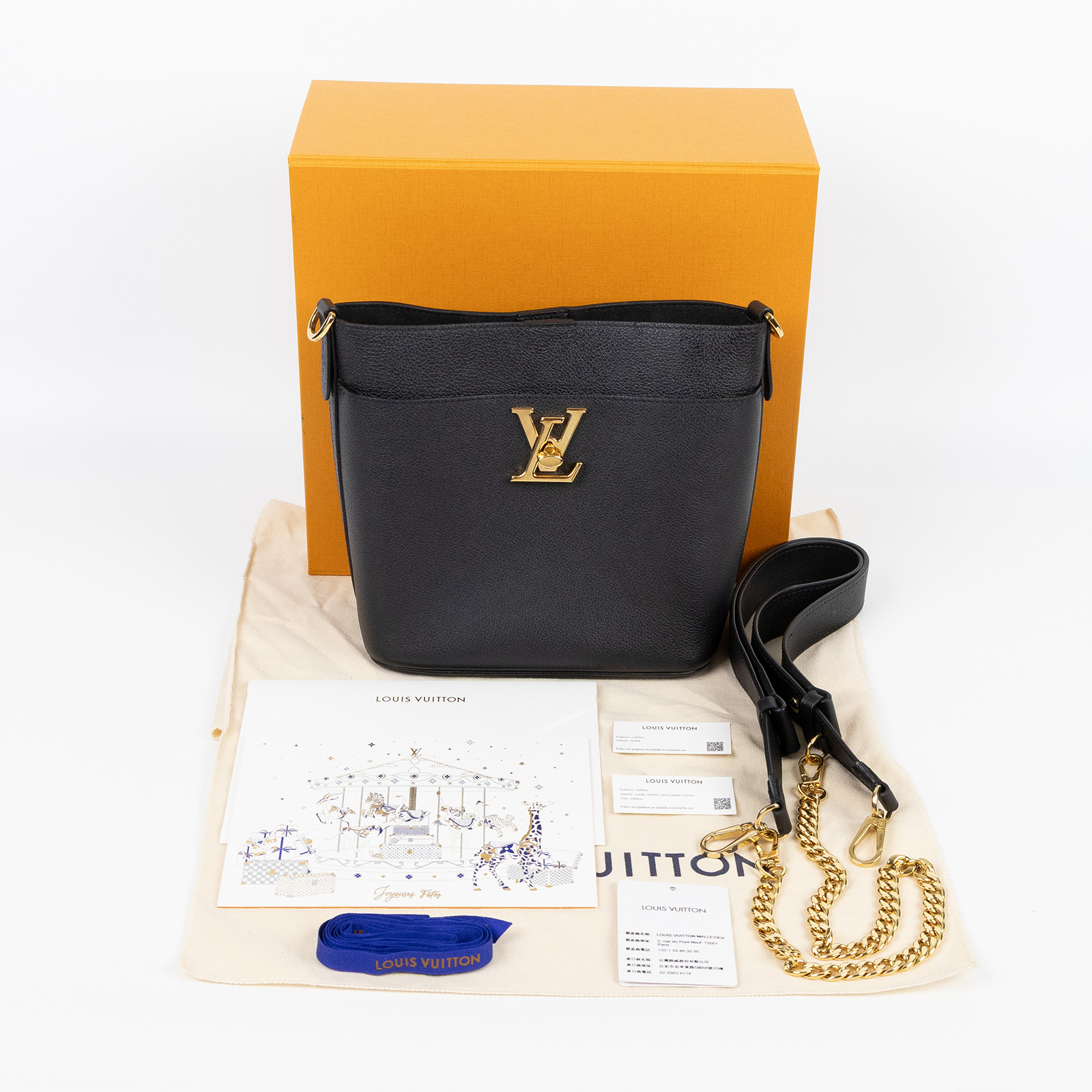 路易威登 LOUIS VUITTON Lock and Walk 手提包 M24006 晶片款 黑Lock and Walk 原廠盒子/防塵袋