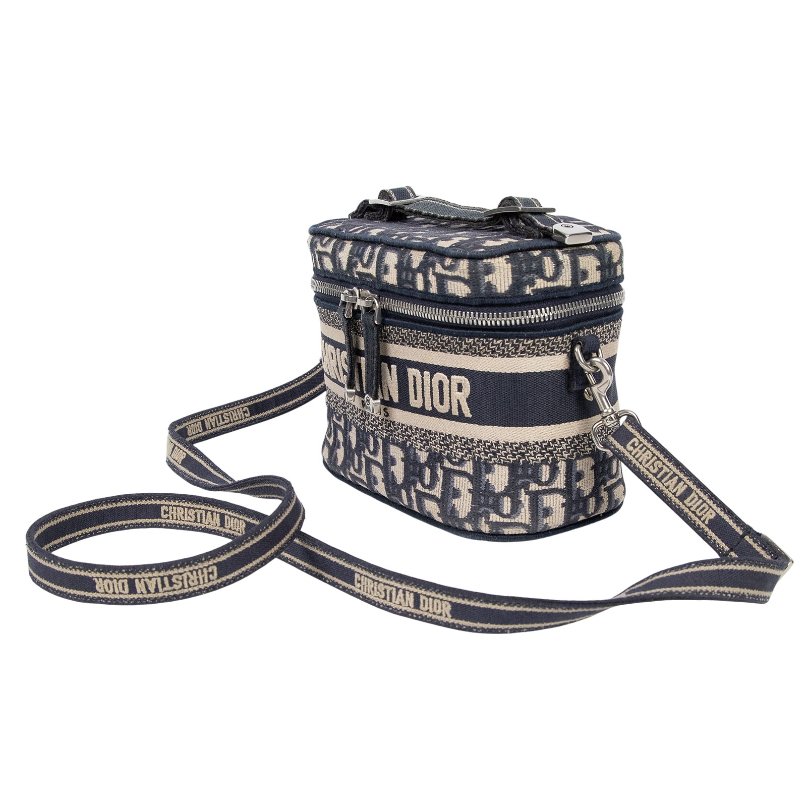 迪奧 CHRISTIAN DIOR 妝箱包 S5529VRIW 藍緹花帆布TRAVEL VANITY SMALL 防塵袋