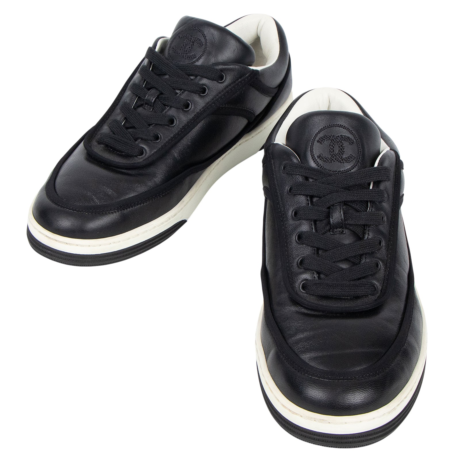 香奈兒 CHANEL 運動鞋 G37488_375 黑白休閒鞋#37.5 防塵袋