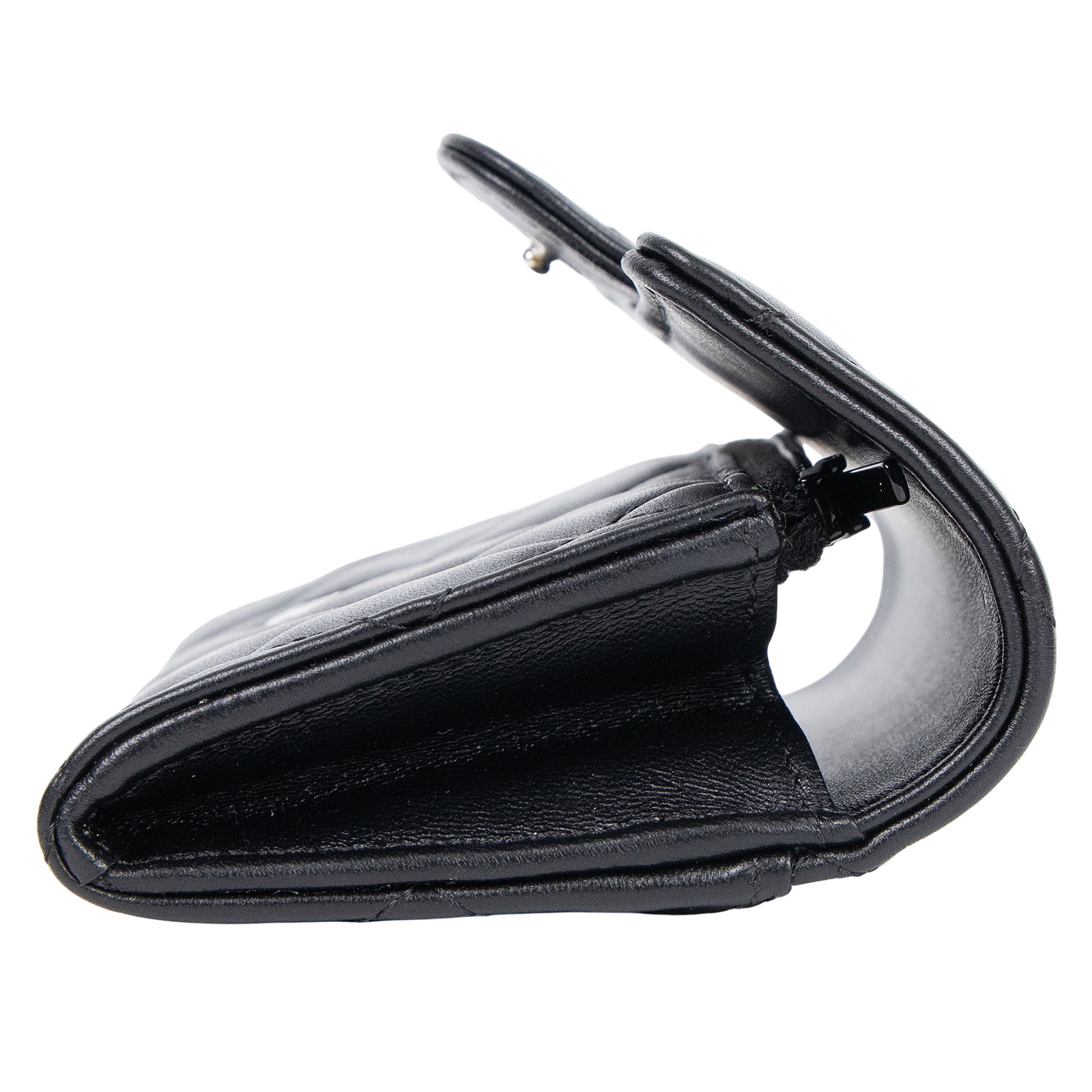 香奈兒 CHANEL 經典口蓋卡片夾 AP0214 晶片款 SO BLACK黑羊卡包 原廠盒子/防塵袋