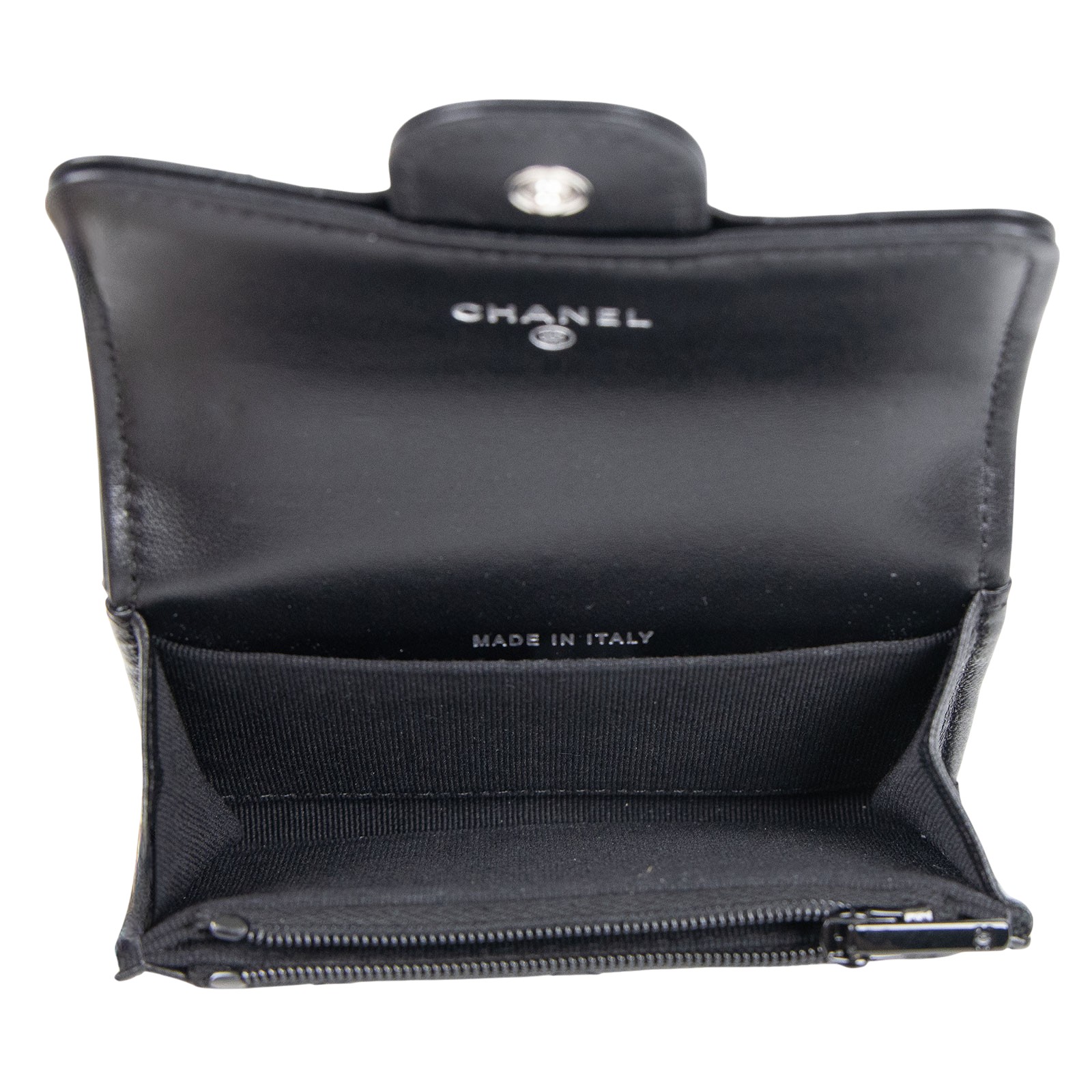 香奈兒 CHANEL 經典口蓋卡片夾 AP0214 晶片款 SO BLACK黑羊卡包 原廠盒子/防塵袋