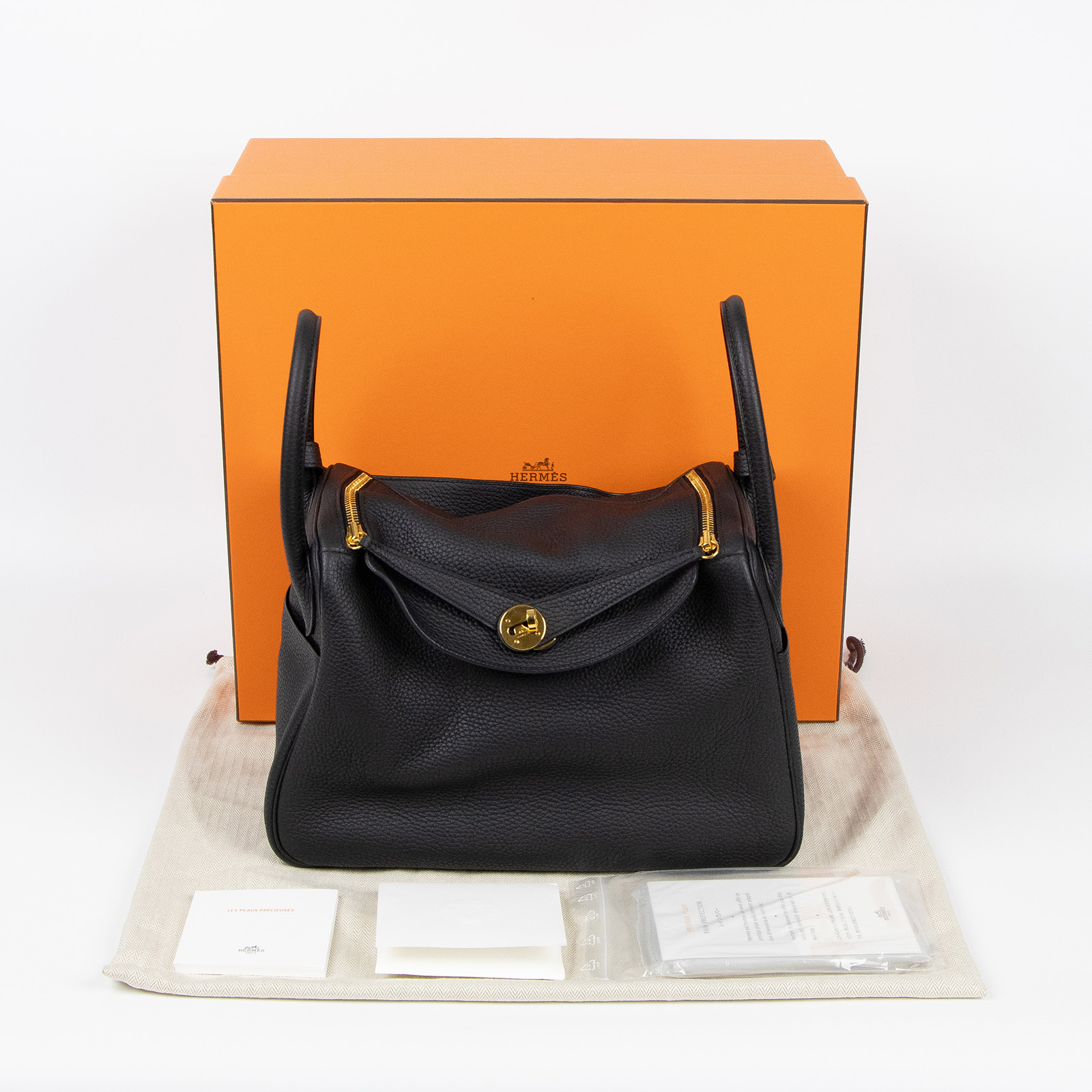 愛馬仕 Hermes Lindy 琳迪包 30 黑色 金色五金 H051614CC89 A刻/ 黑LINDY30 原廠盒子/防塵袋/雨衣