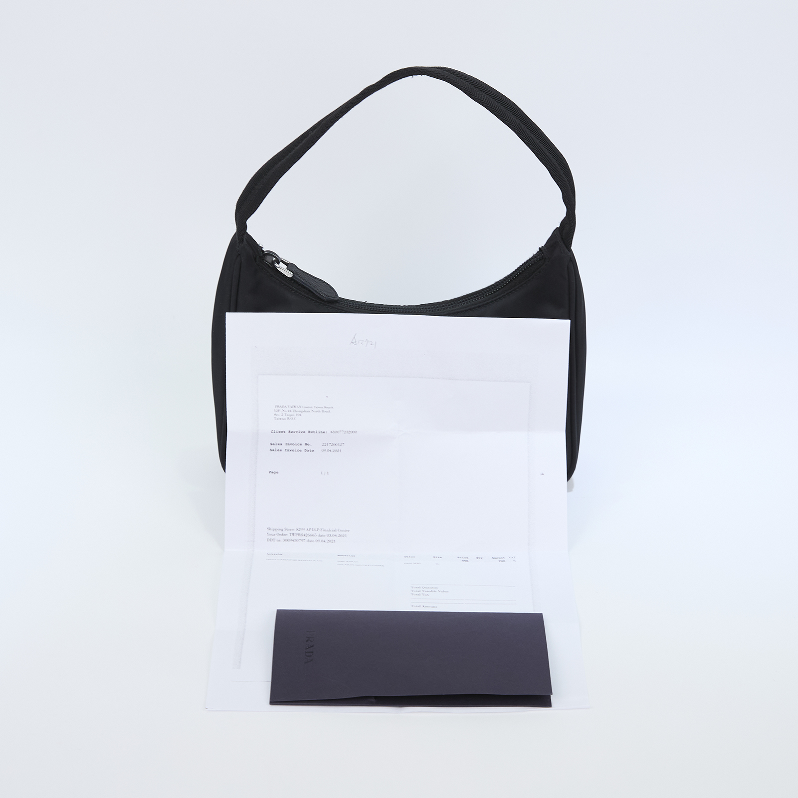 普拉達 PRADA Re-Edition 迷你 Hobo 包 1NE515_RDH0 黑hobo腋下包 購買證明影本