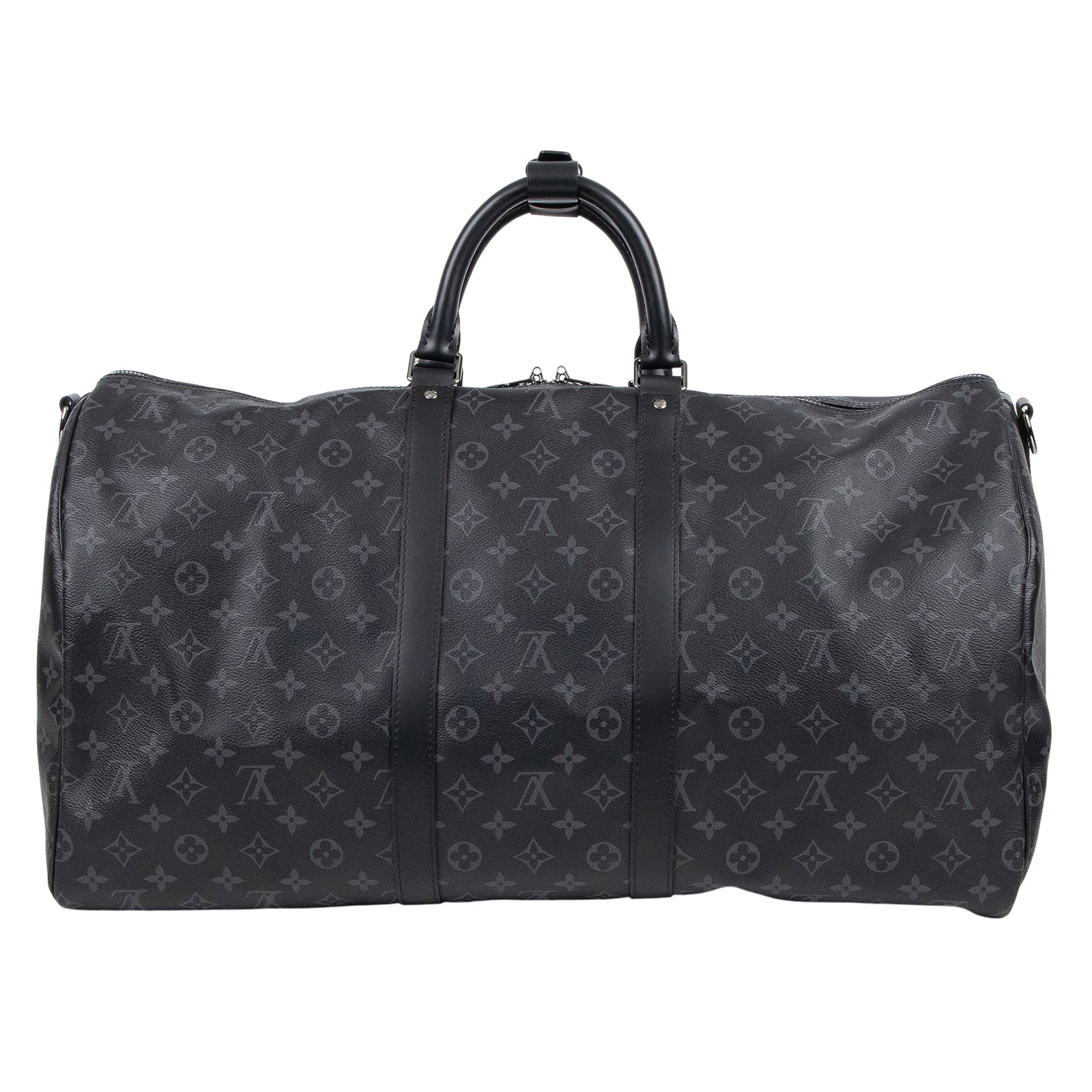 路易威登 LOUIS VUITTON Keepall Bandoulière 55 Eclipse帆布 波士頓包  旅行袋 M40605 晶片款  防塵袋/背帶/鎖組