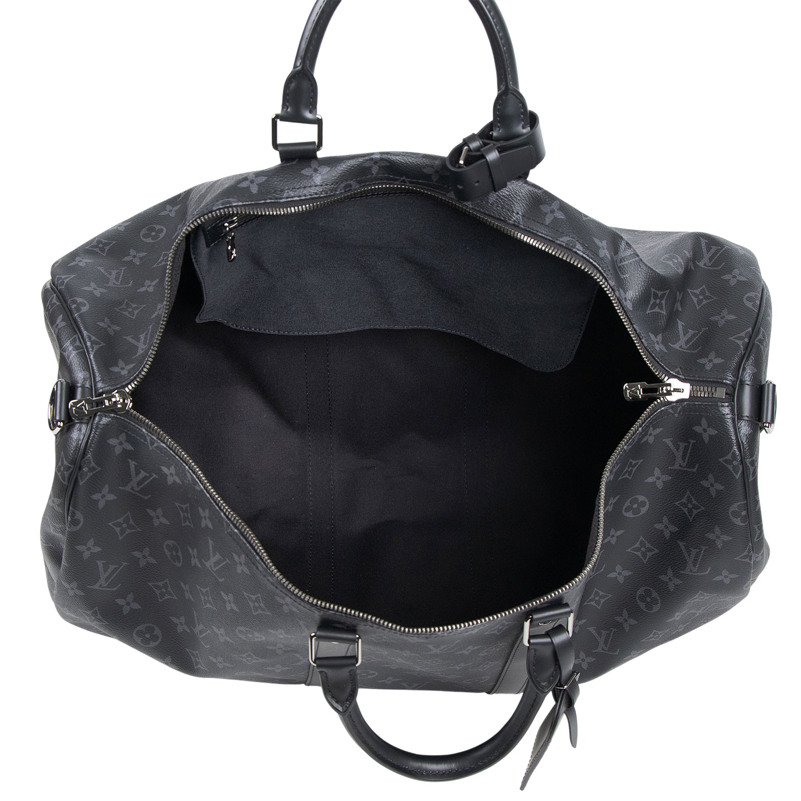 路易威登 LOUIS VUITTON Keepall Bandoulière 55 Eclipse帆布 波士頓包  旅行袋 M40605 晶片款  防塵袋/背帶/鎖組