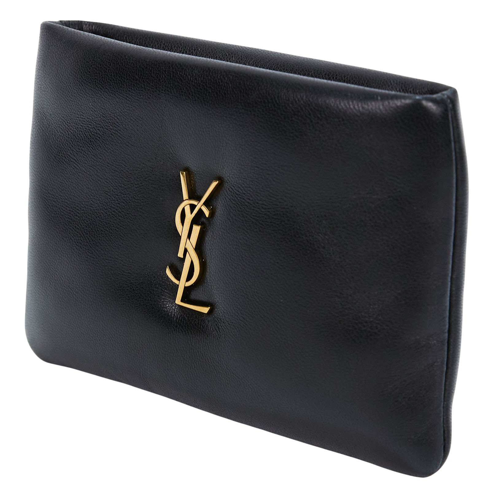 聖羅蘭 YSL SAINT LAURENT Calypso 拉鍊小錢包 迷你 778868AACX7 黑金羊皮一字拉 原廠盒子/防塵袋/購買證明