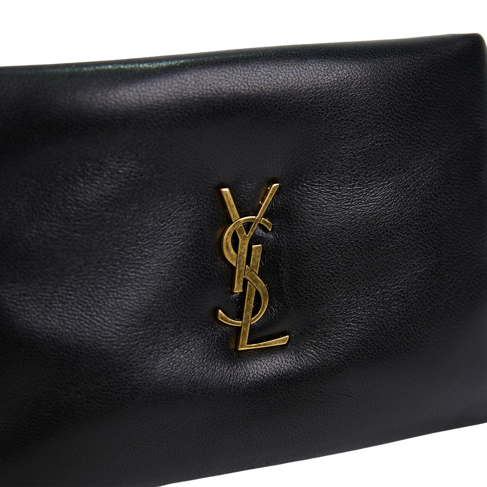 聖羅蘭 YSL SAINT LAURENT Calypso 拉鍊小錢包 迷你 778868AACX7 黑金羊皮一字拉 原廠盒子/防塵袋/購買證明