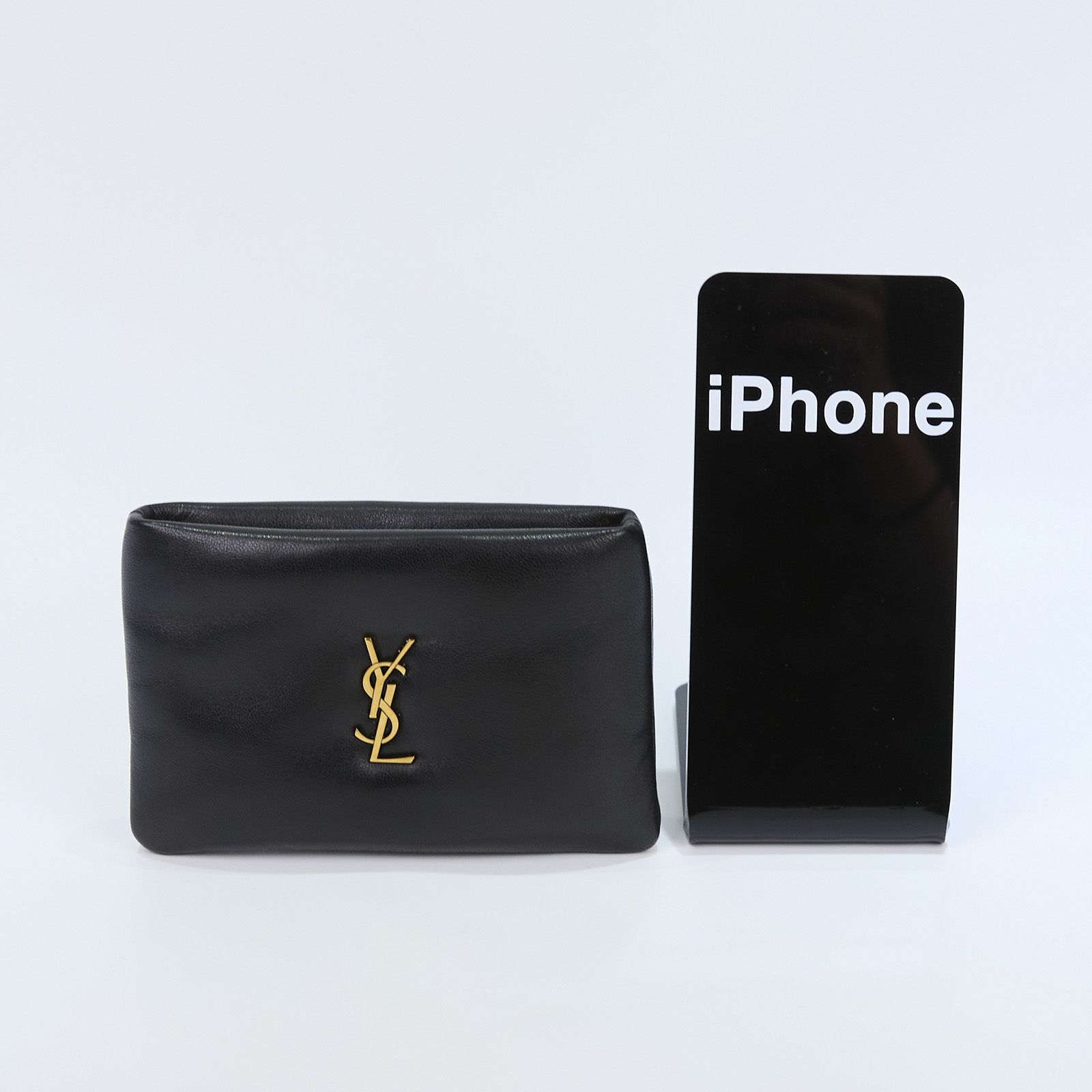 聖羅蘭 YSL SAINT LAURENT Calypso 拉鍊小錢包 迷你 778868AACX7 黑金羊皮一字拉 原廠盒子/防塵袋/購買證明