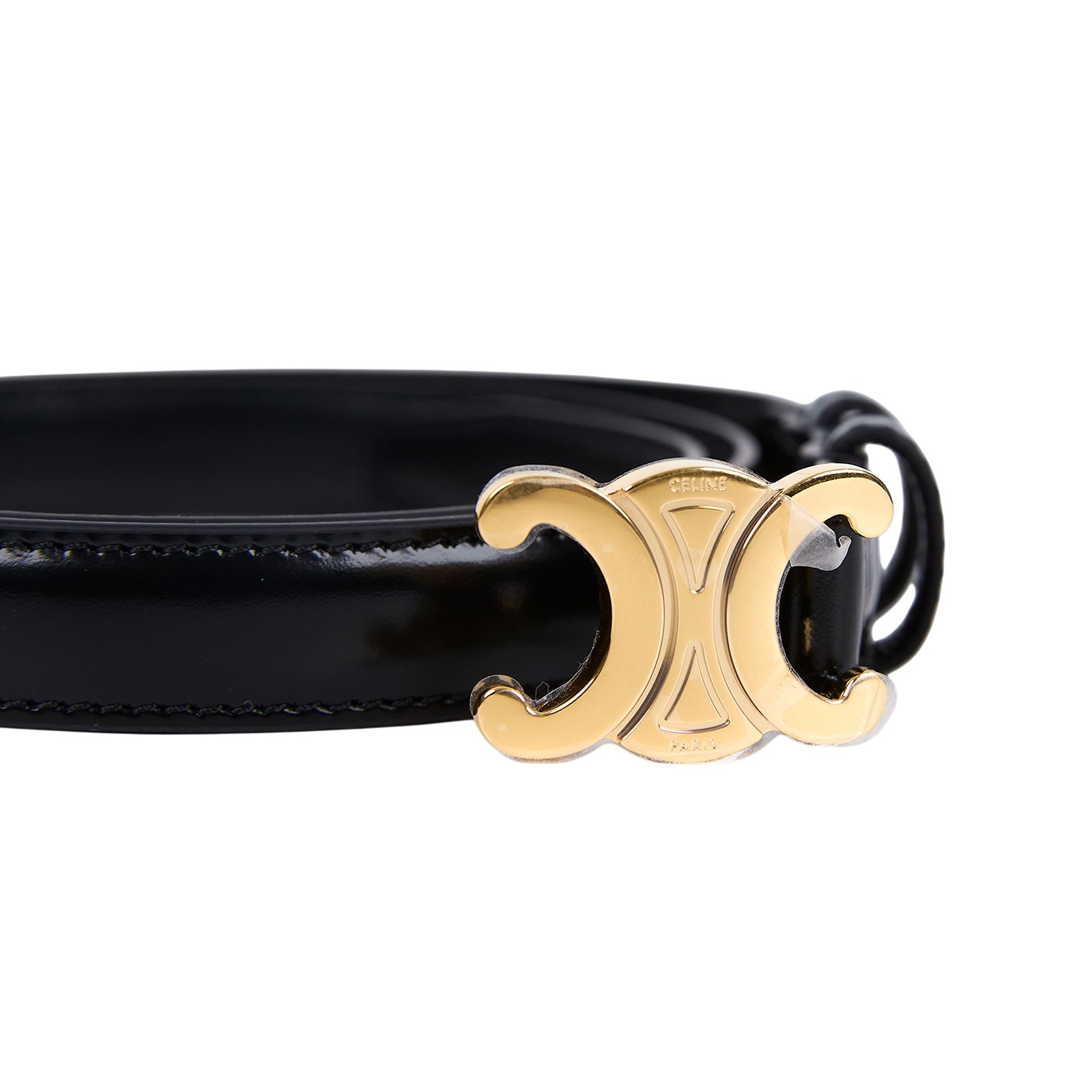 思琳 CELINE Trio,phe 18毫米 腰帶 45AX63A01_75 黑Triomphe凱旋門皮帶#75 原廠盒子