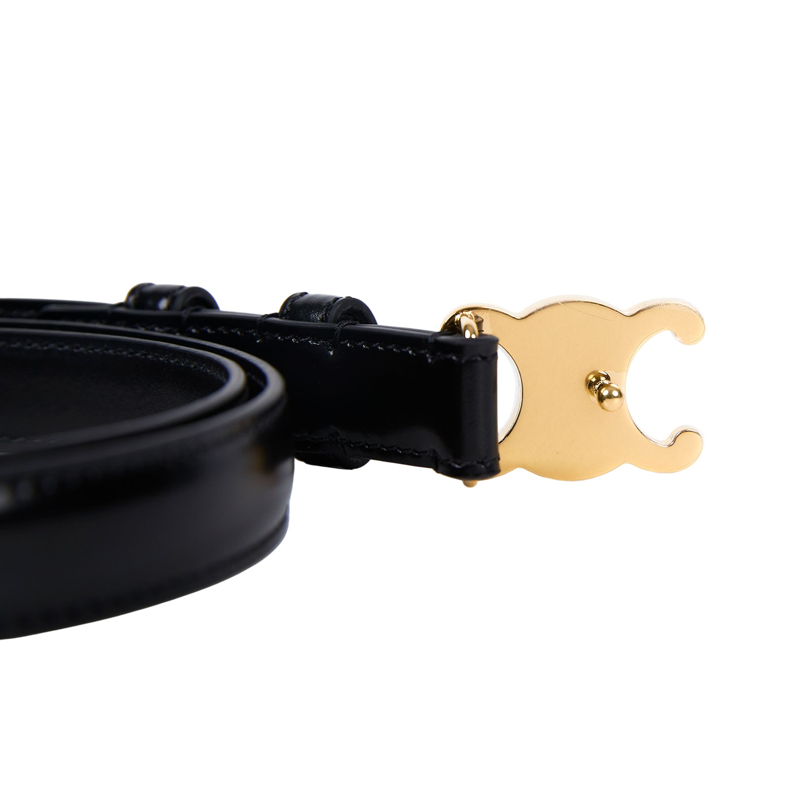 思琳 CELINE Trio,phe 18毫米 腰帶 45AX63A01_75 黑Triomphe凱旋門皮帶#75 原廠盒子