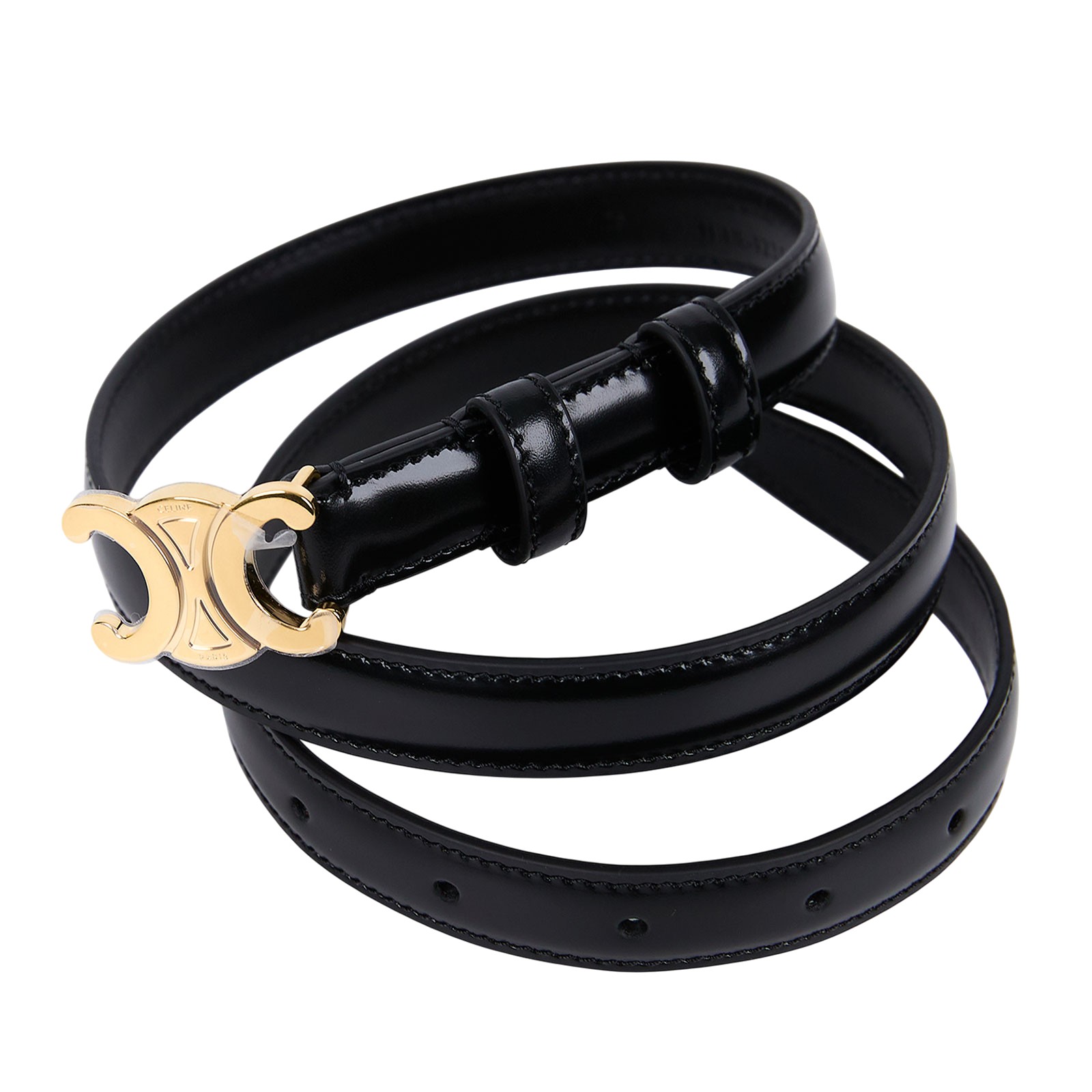 思琳 CELINE Trio,phe 18毫米 腰帶 45AX63A01_75 黑Triomphe凱旋門皮帶#75 原廠盒子