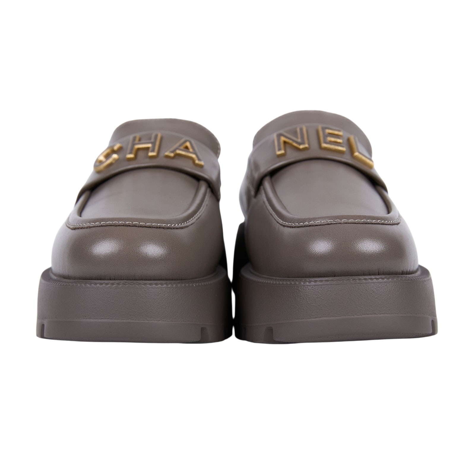 香奈兒 CHANEL 24B 全字母 大金屬款 Loafer 樂福鞋 厚底  G45788_39 灰樂福鞋#39 防塵袋