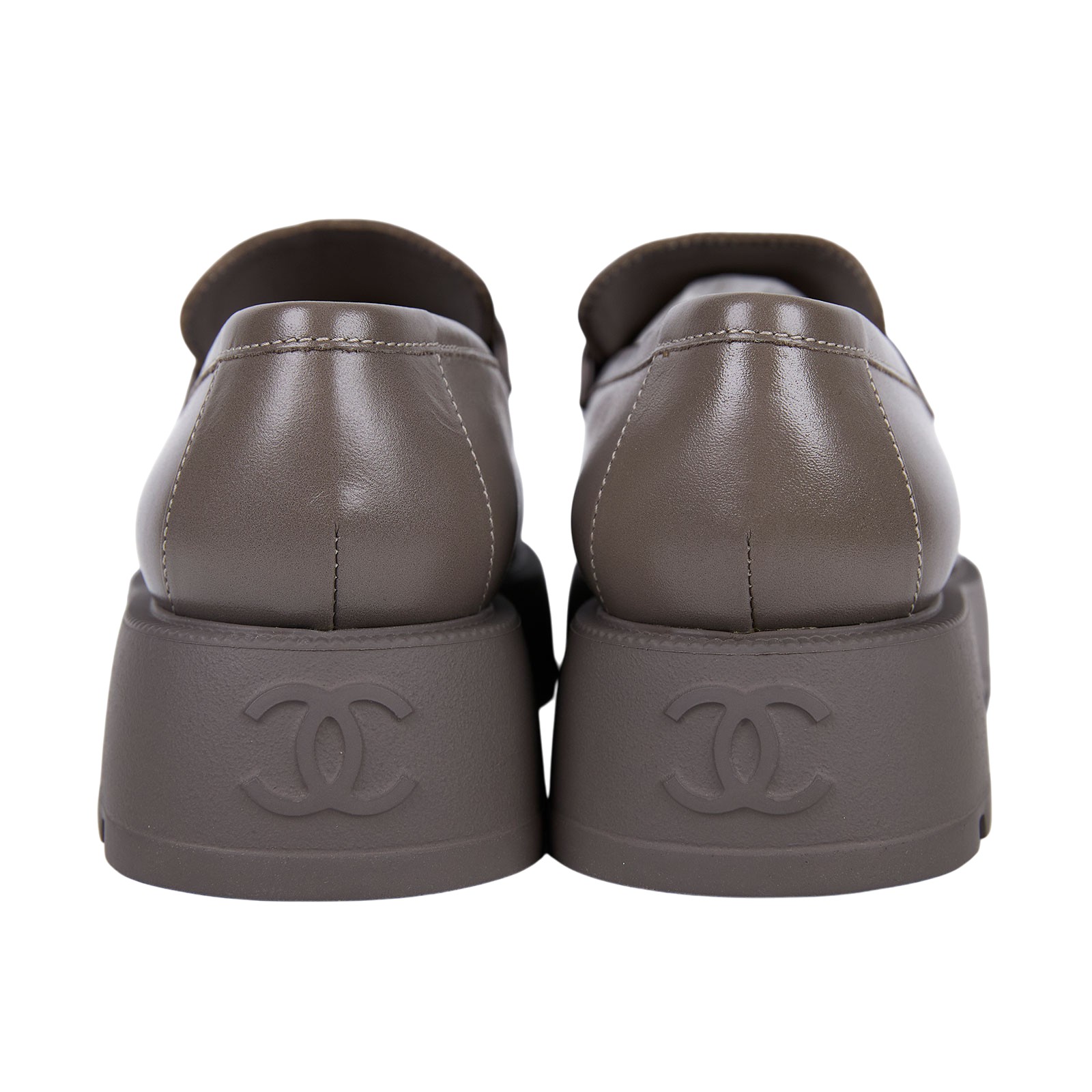 香奈兒 CHANEL 24B 全字母 大金屬款 Loafer 樂福鞋 厚底  G45788_39 灰樂福鞋#39 防塵袋