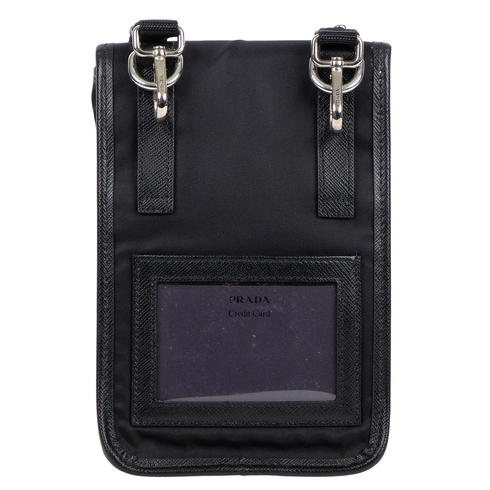 普拉達 PRADA Re-Nylon Saffiano 皮革 智慧型手機 保護套 2ZH109_2DMH 黑尼龍手機包 原廠盒子/保證卡