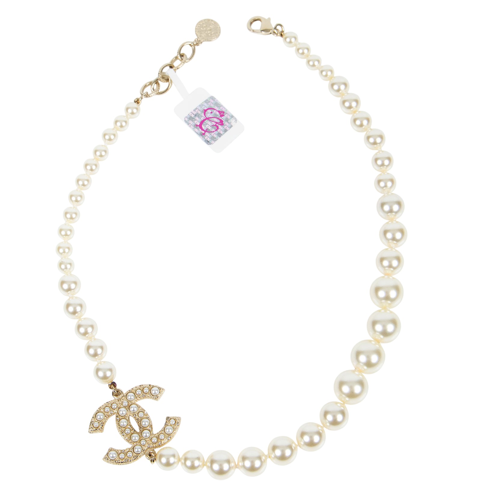 香奈兒 CHANEL 髮圈 A64757 珍珠雙C頸鍊 原廠盒子