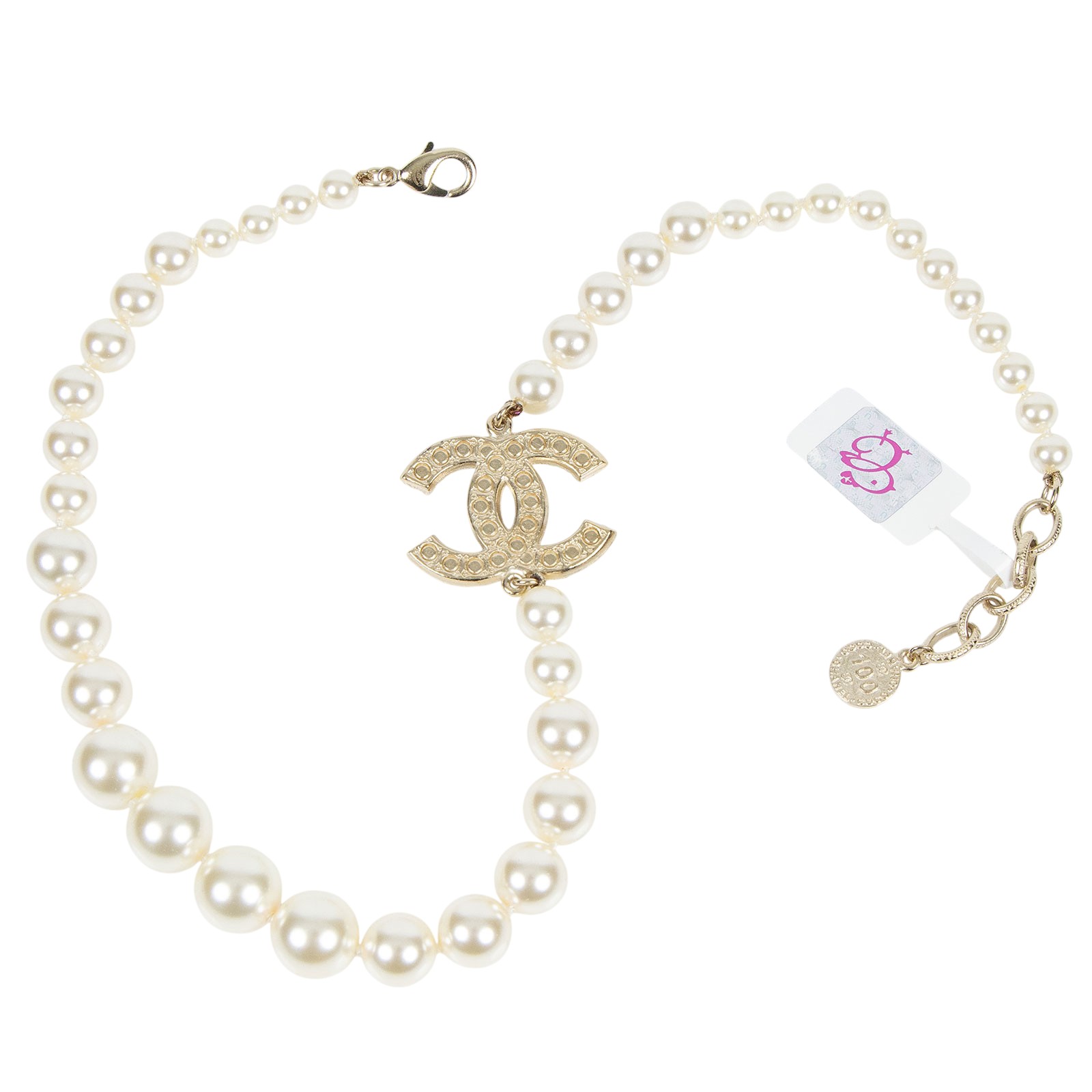 香奈兒 CHANEL 髮圈 A64757 珍珠雙C頸鍊 原廠盒子
