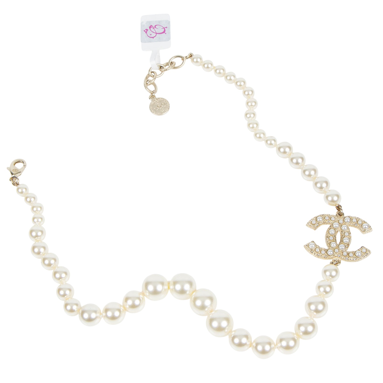 香奈兒 CHANEL 髮圈 A64757 珍珠雙C頸鍊 原廠盒子