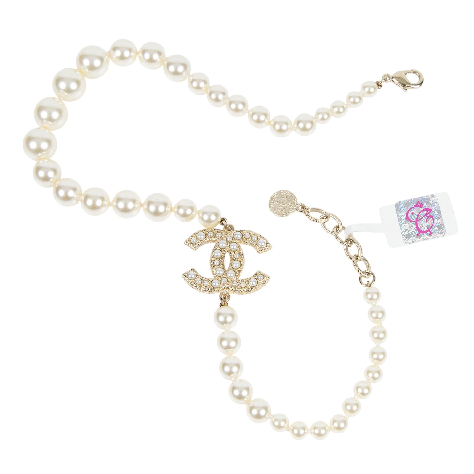 香奈兒 CHANEL 髮圈 A64757 珍珠雙C頸鍊 原廠盒子