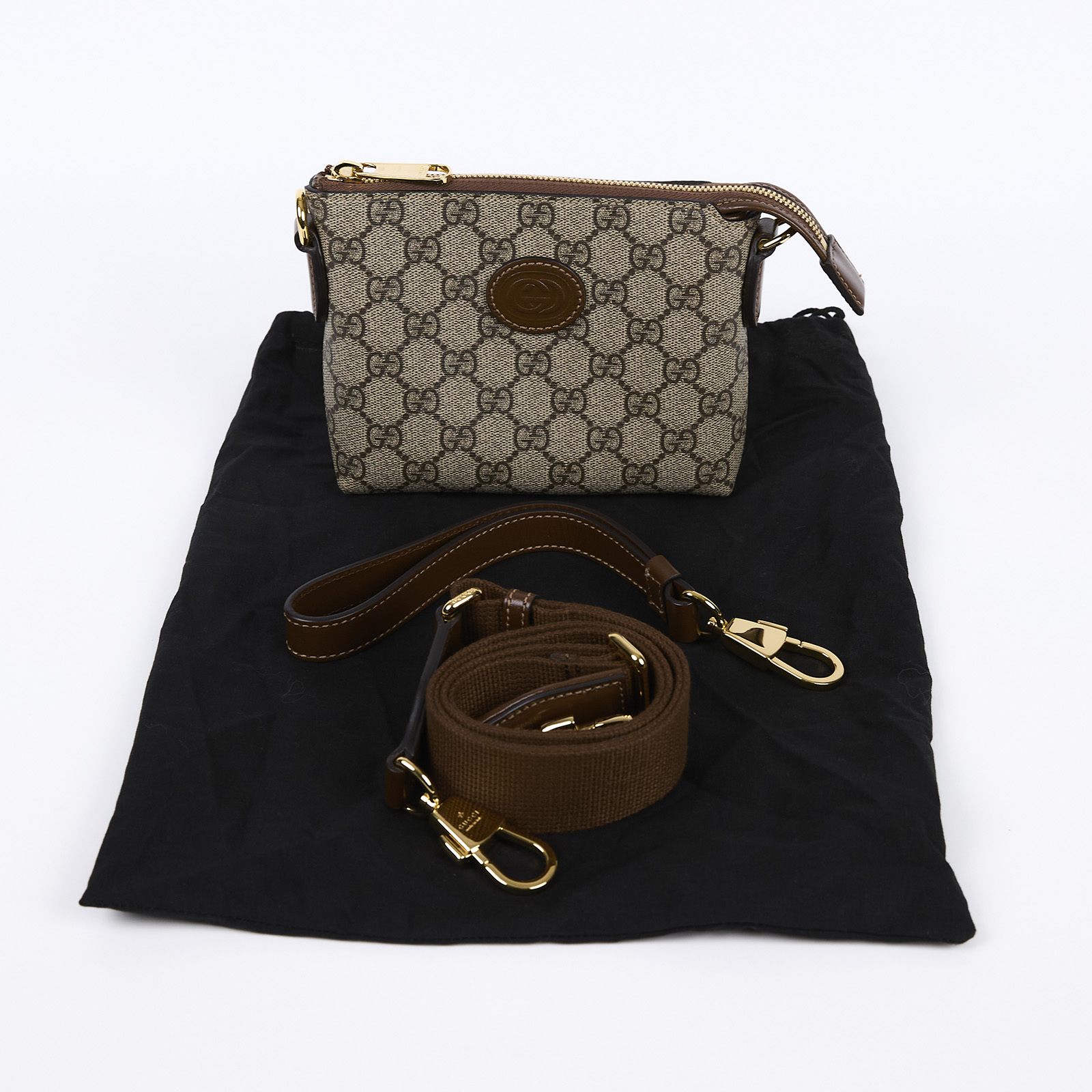 古馳 GUCCI Interlocking G 兩用 小方包 棕色 723306 92THG GG紋斜背包 無附屬品