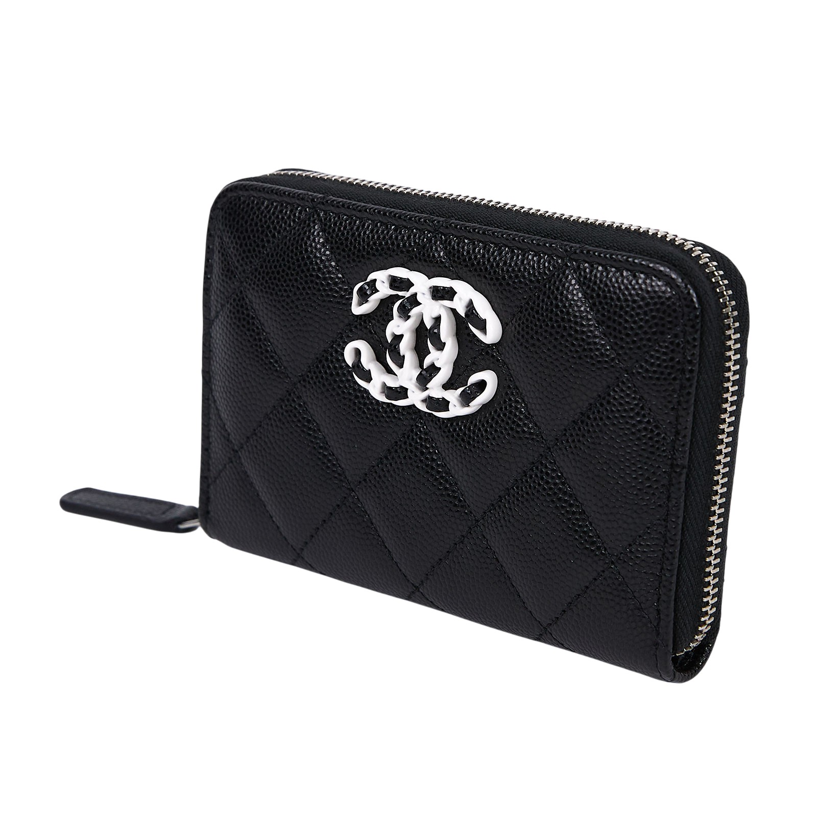 香奈兒 CHANEL 拉鍊 零錢包 AP3716 晶片款 黑荔枝拉鍊卡包 原廠盒子/防塵袋