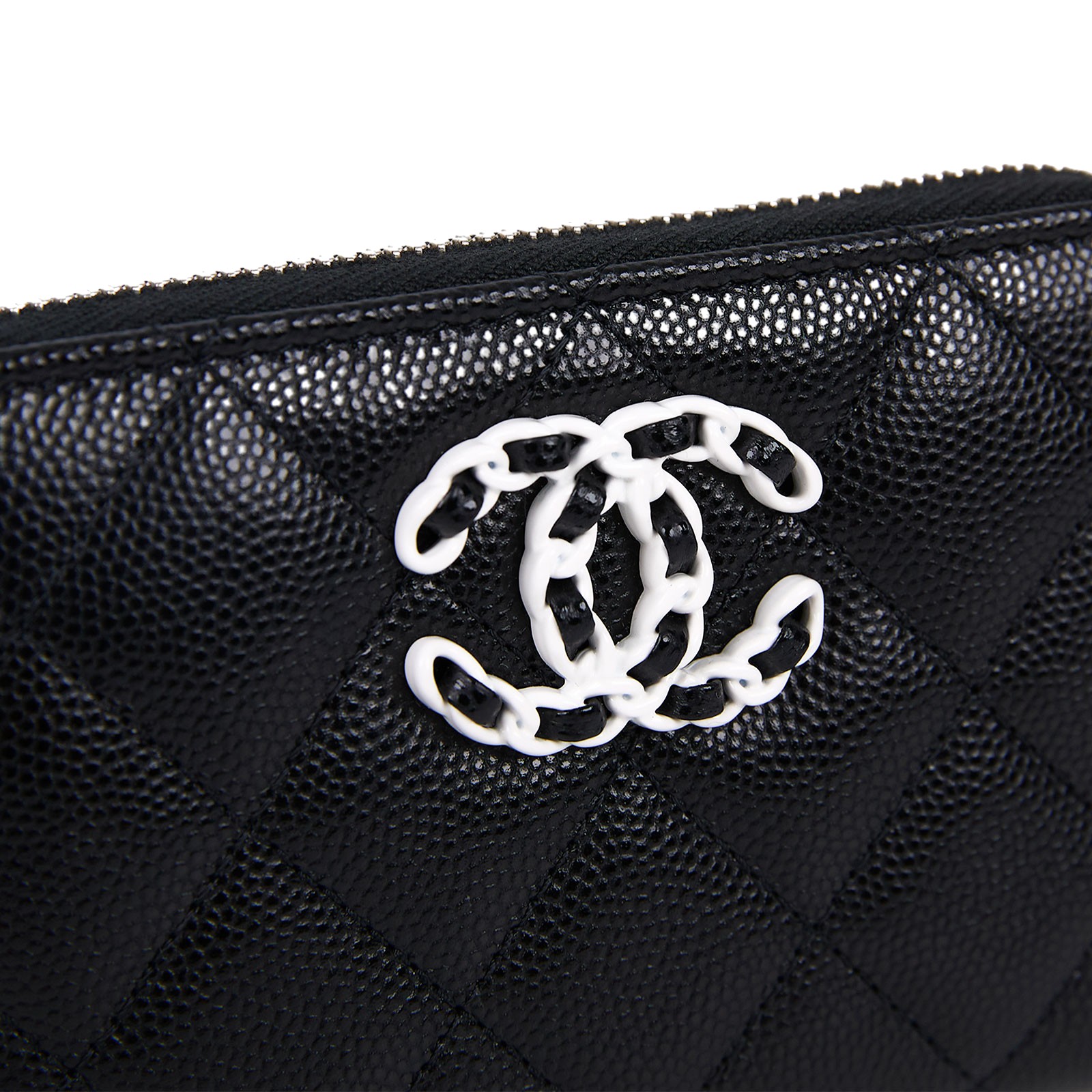 香奈兒 CHANEL 拉鍊 零錢包 AP3716 晶片款 黑荔枝拉鍊卡包 原廠盒子/防塵袋