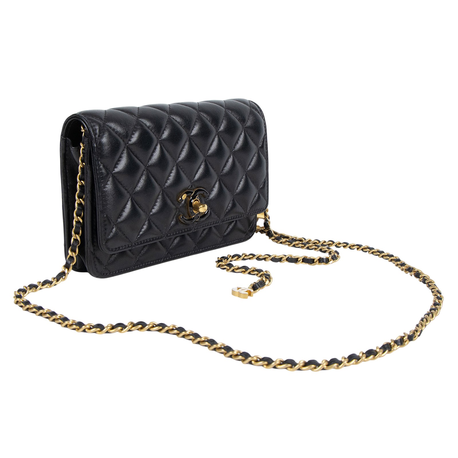 香奈兒 CHANEL CC logo 菱格紋 WOC 肩背 斜背 經典口蓋包 AP3938 B16915 晶片款 雙C調節扣WOC 原廠盒子/防塵袋