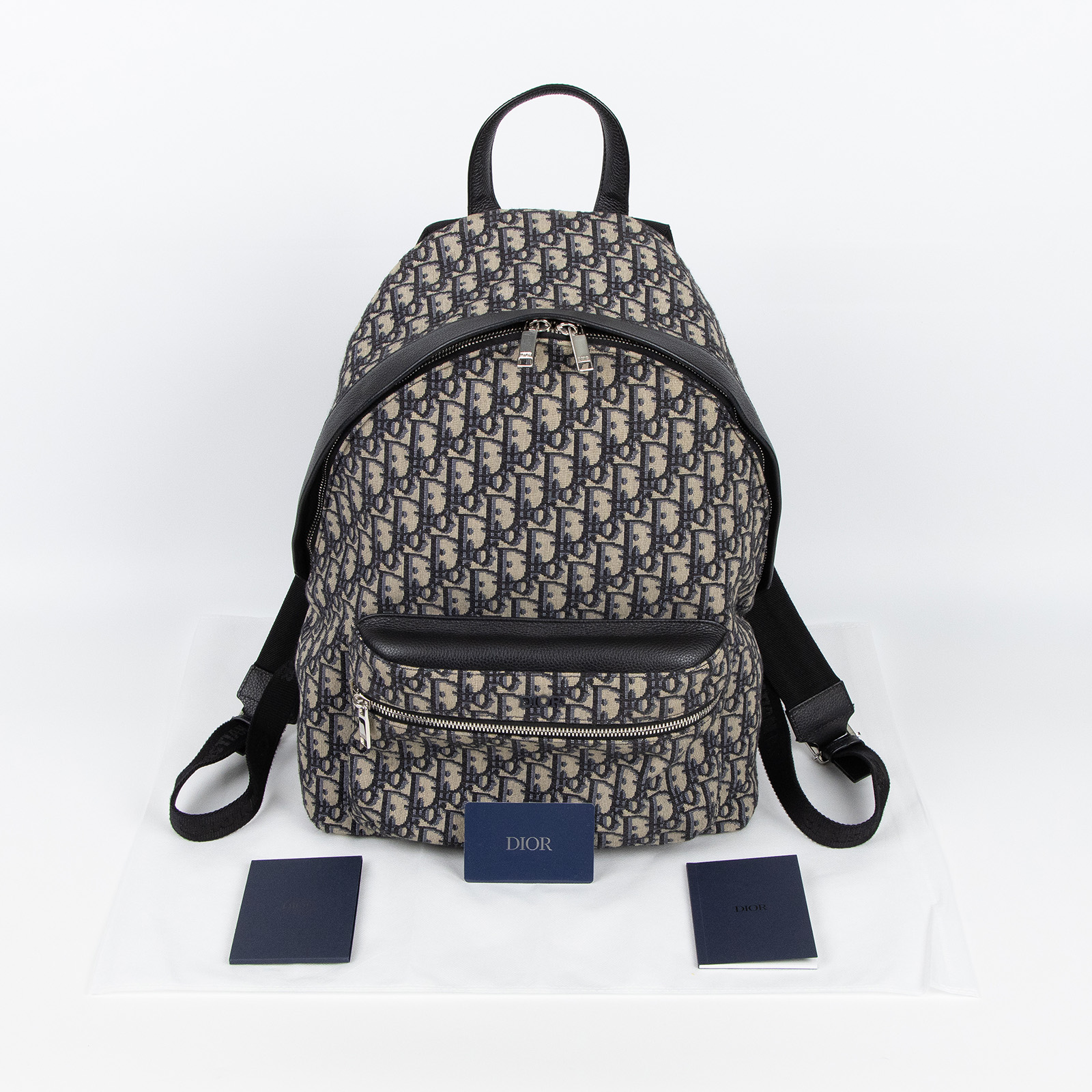 迪奧 CHRISTIAN DIOR Rider 後背包 1VOBA088YKY 藍老花後背包 保證卡