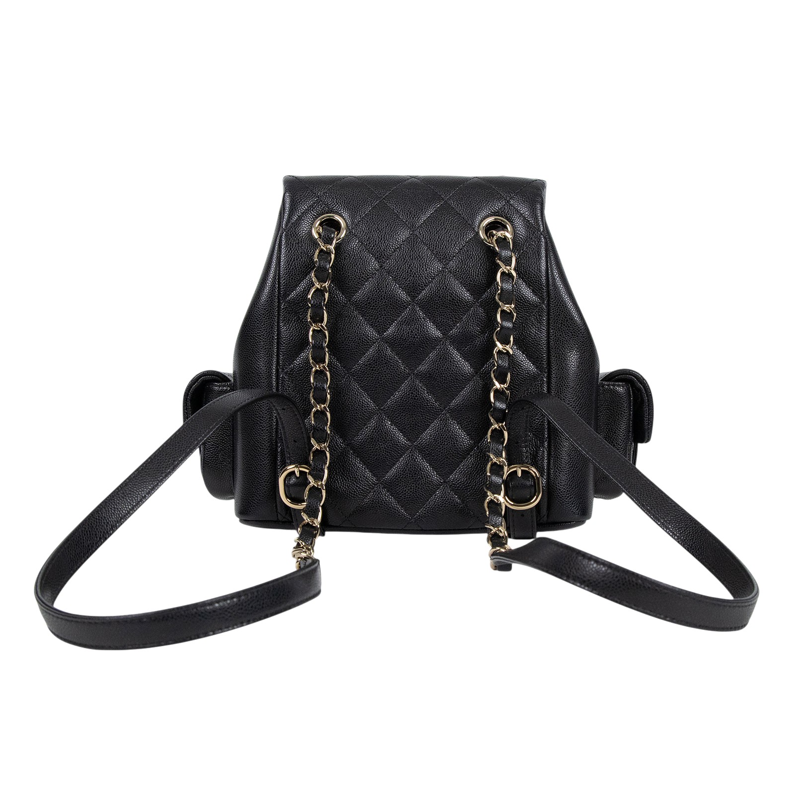 香奈兒 CHANEL 粒紋小牛皮 金色金屬 小型 後背包 AS4399 晶片款 黑荔枝TANK後背包 原廠盒子/防塵袋