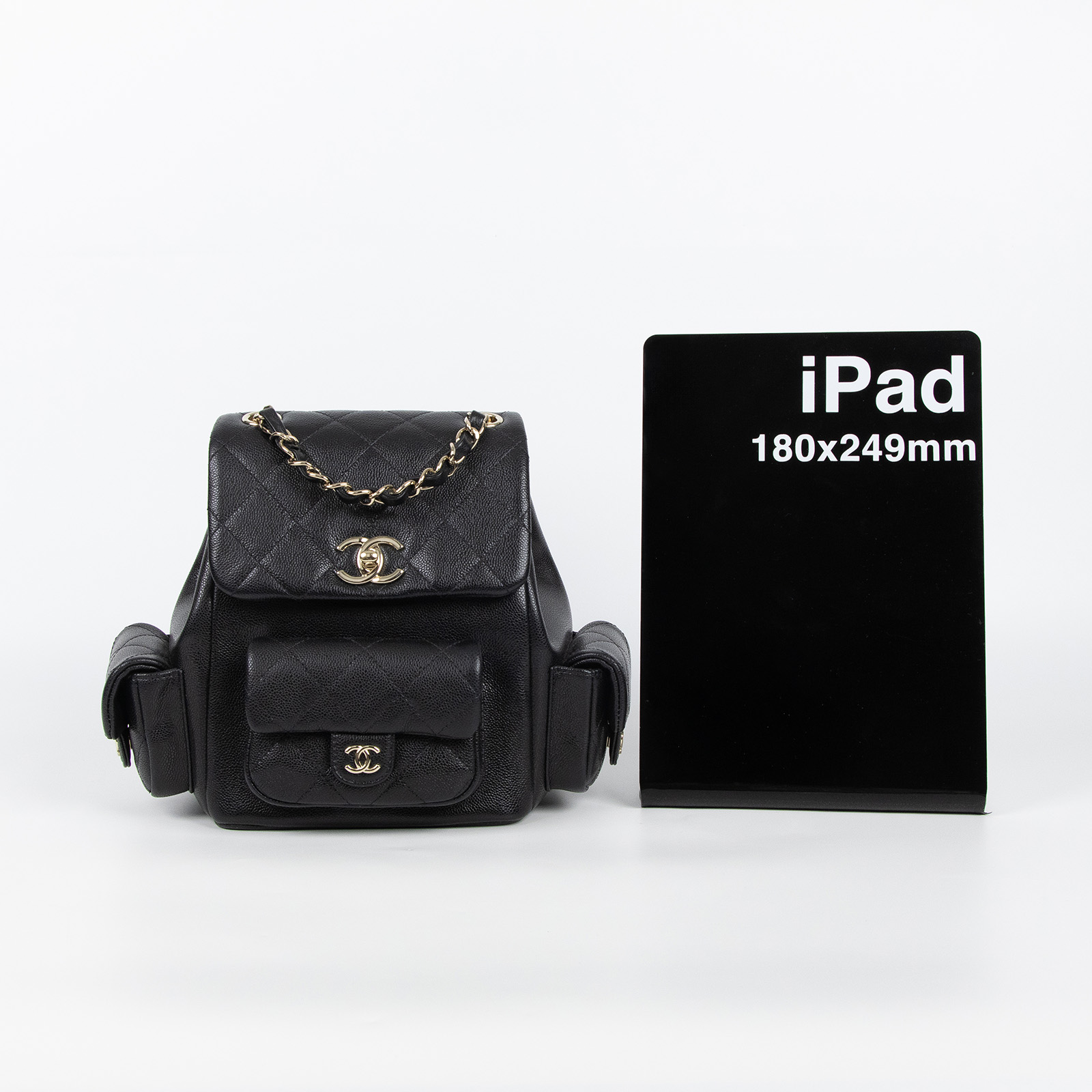 香奈兒 CHANEL 粒紋小牛皮 金色金屬 小型 後背包 AS4399 晶片款 黑荔枝TANK後背包 原廠盒子/防塵袋