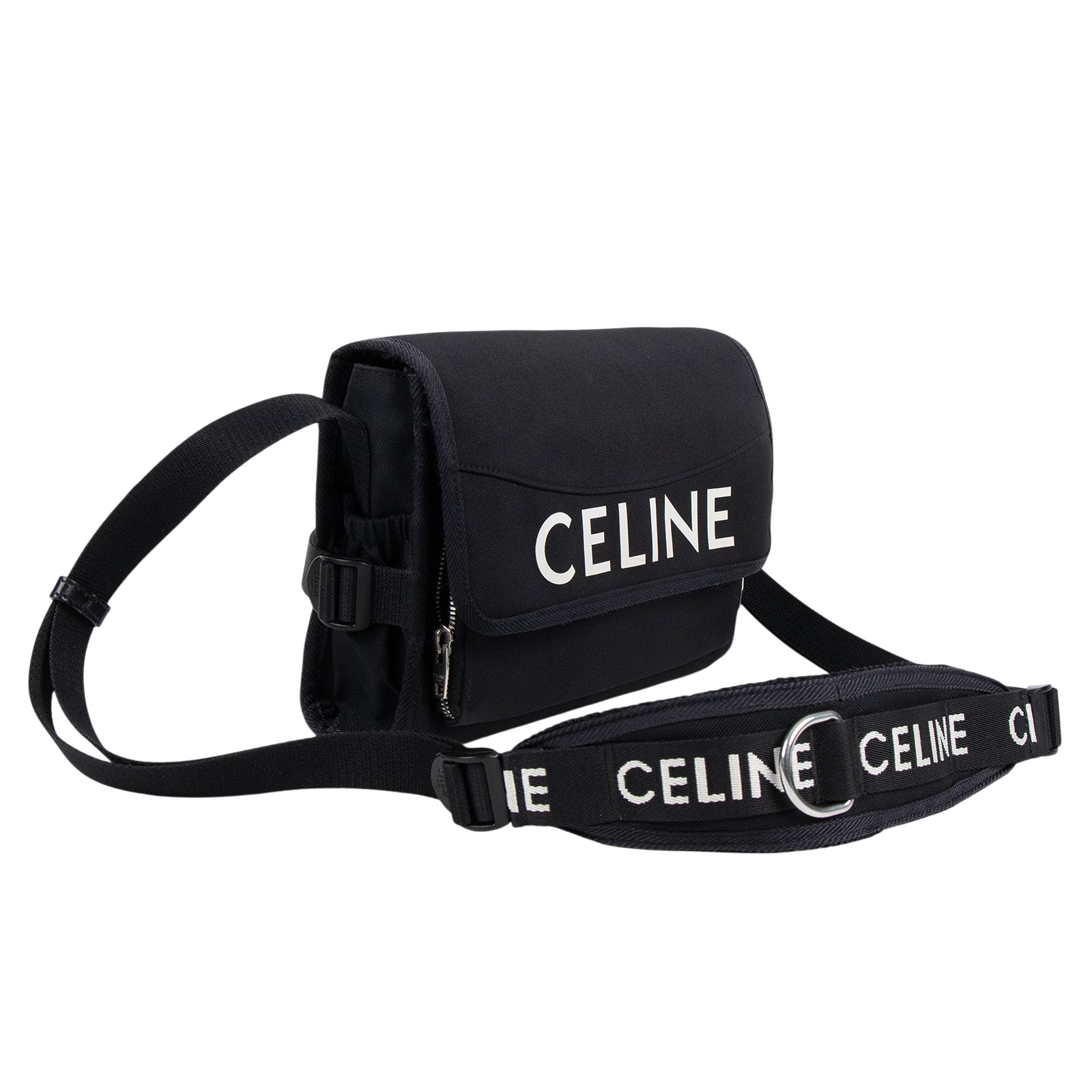 思琳 CELINE 小型郵差包 110062DMT 黑LOGO帆布肩背包 防塵袋