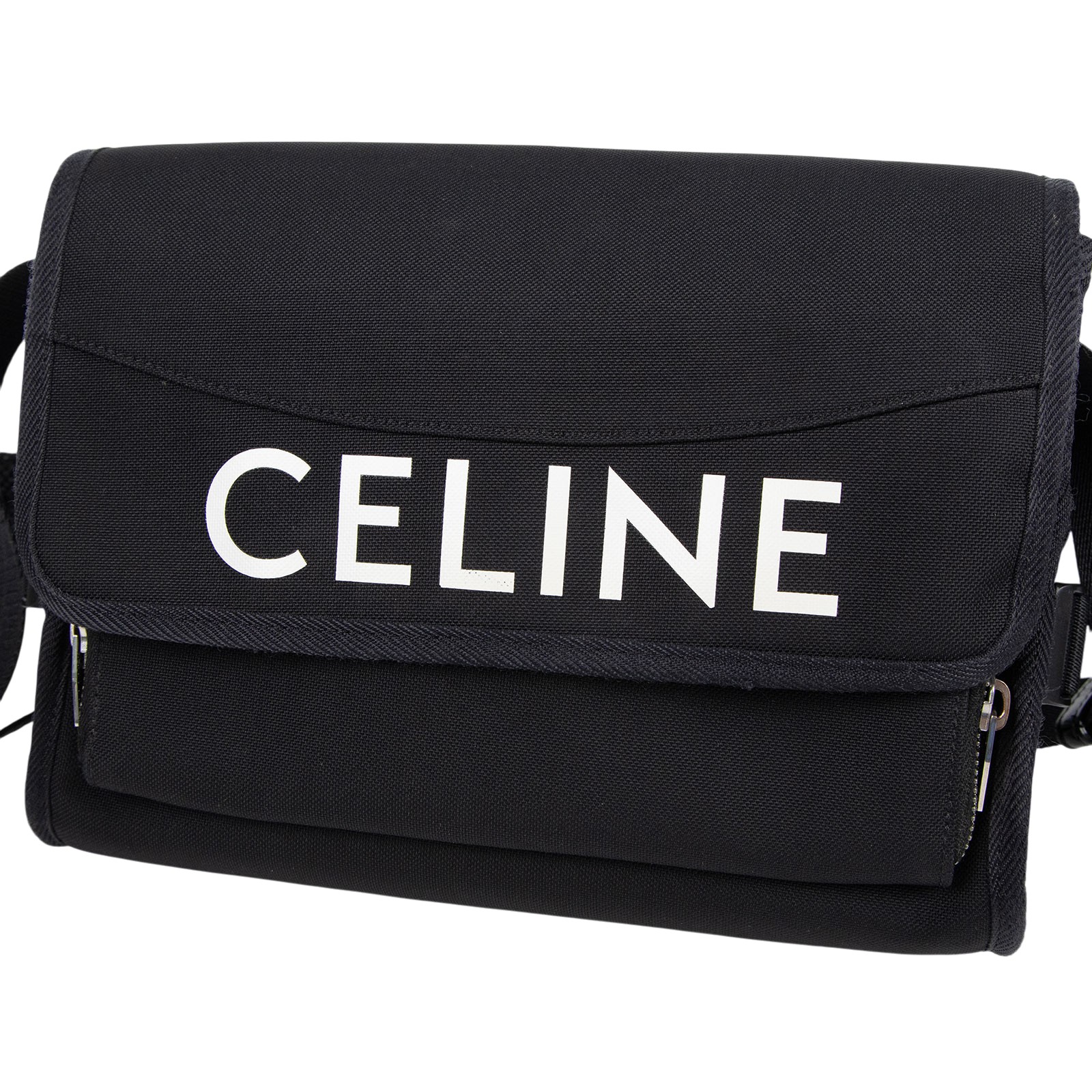思琳 CELINE 小型郵差包 110062DMT 黑LOGO帆布肩背包 防塵袋