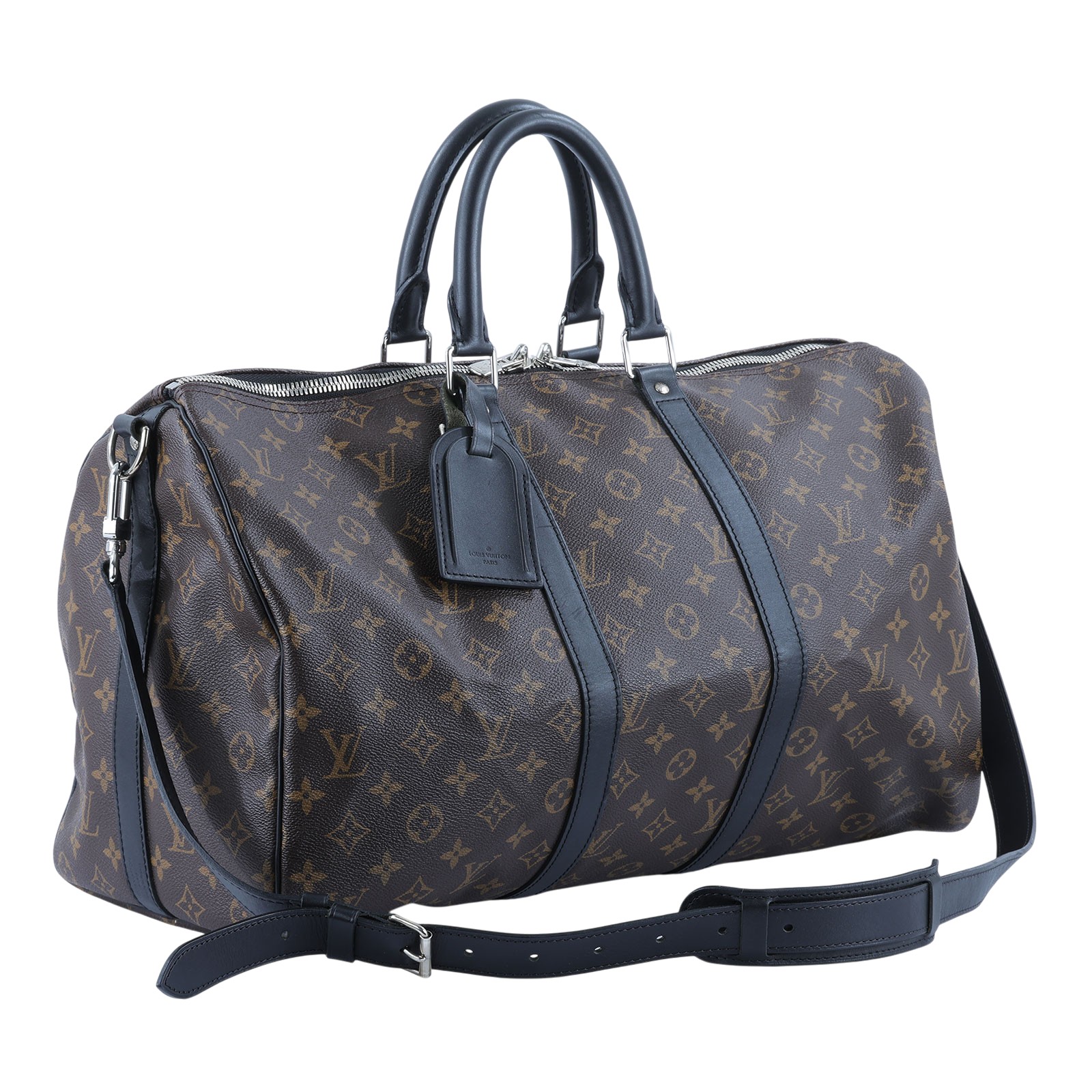 路易威登 LOUIS VUITTON Keepall Bandoulière 45 Macassar帆布 波士頓包  旅行袋 M56711  背帶/鎖組
