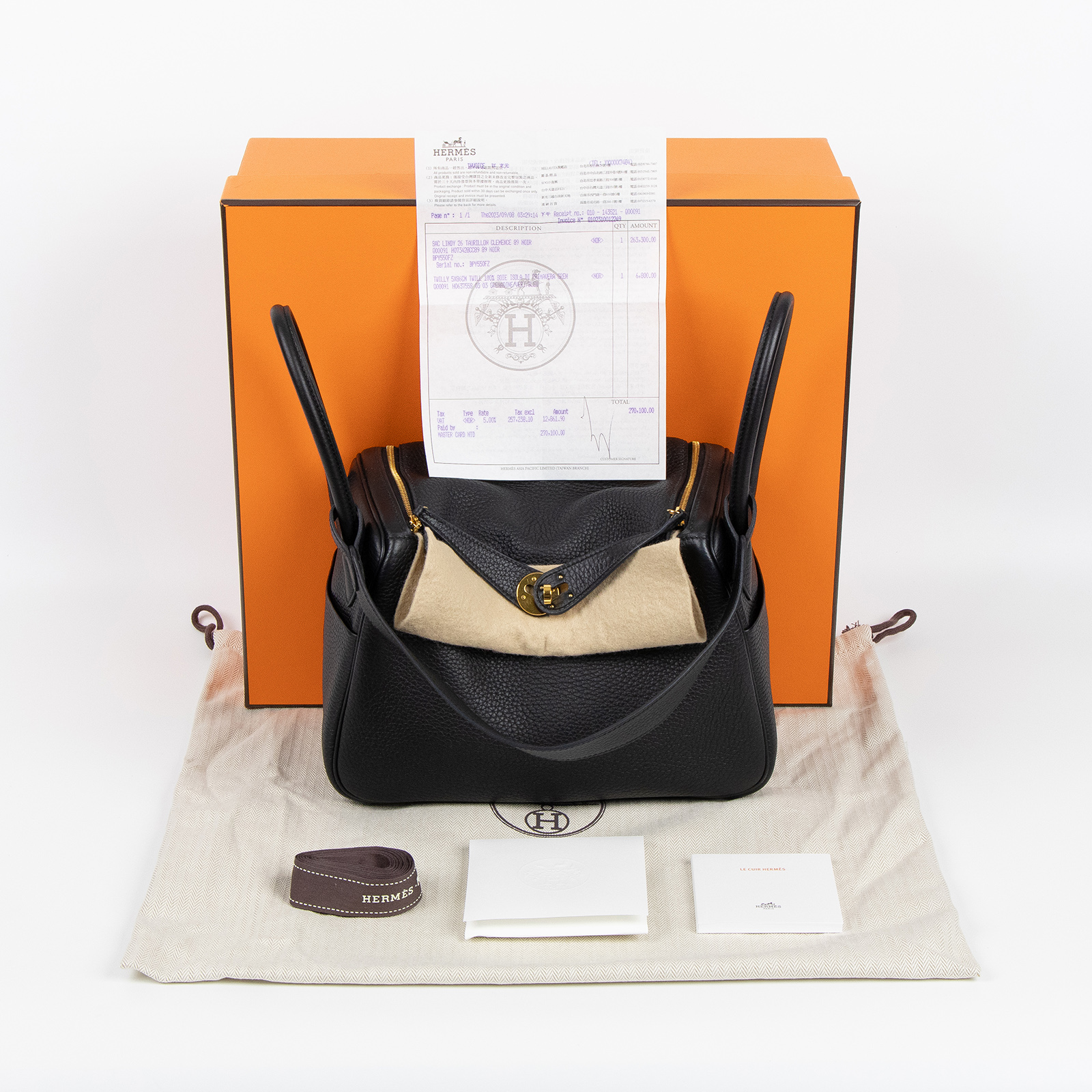 愛馬仕 Hermes Lindy 琳迪包 26 黑色 金色五金 H073428CC89 B刻 黑金LINDY26 原廠盒子/防塵袋/購買證明